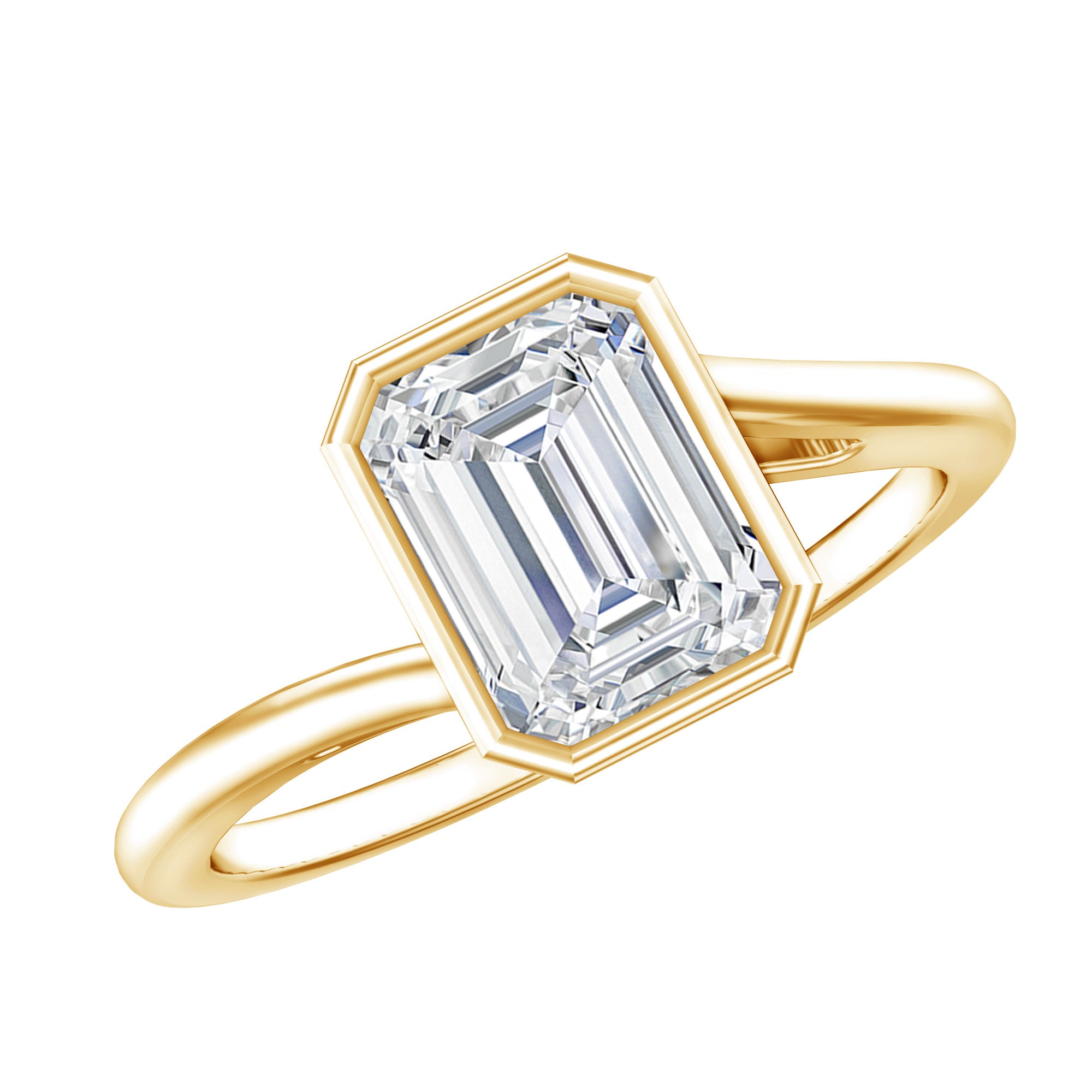 Bezel Set Lab Grown Diamond Bypass Engagement Ring Lab - ( EF-VS ) - Rosec Jewels