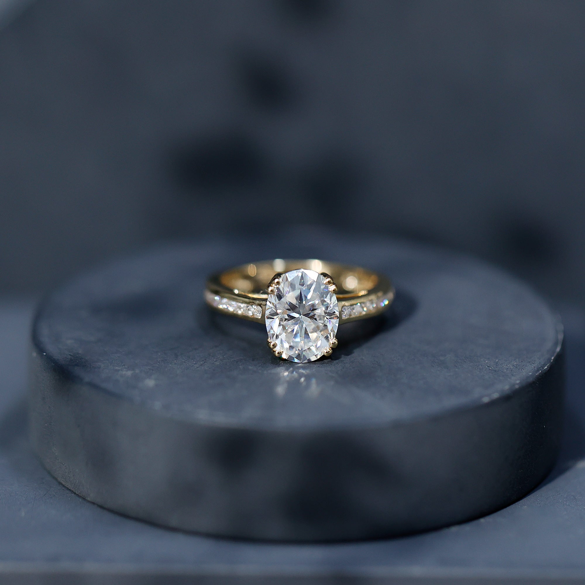 Lab Grown Diamond Timeless Engagement Ring With Side Stones Lab - ( EF-VS ) - Rosec Jewels