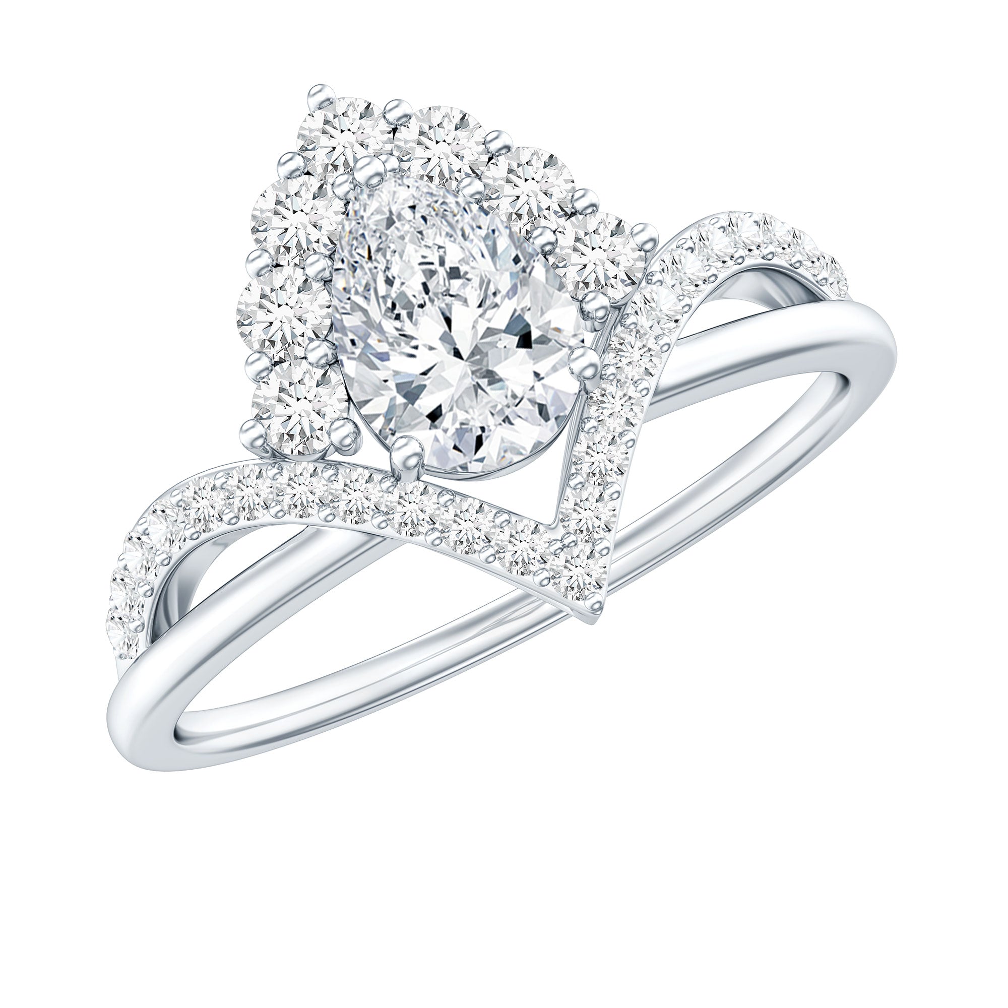 Pear Cut 5X7MM Lab Grown Diamond Designer Engagement Ring Lab - ( EF-VS ) - Rosec Jewels
