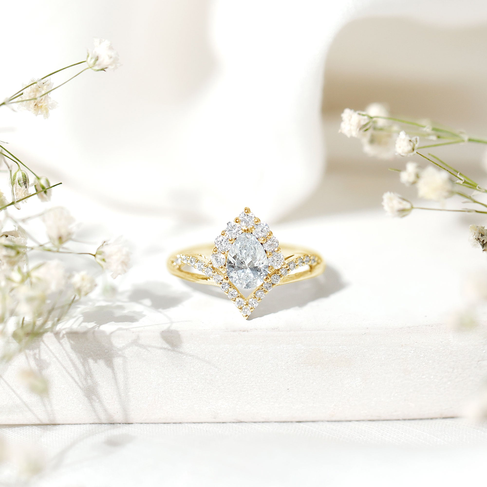 Pear Cut 5X7MM Lab Grown Diamond Designer Engagement Ring Lab - ( EF-VS ) - Rosec Jewels