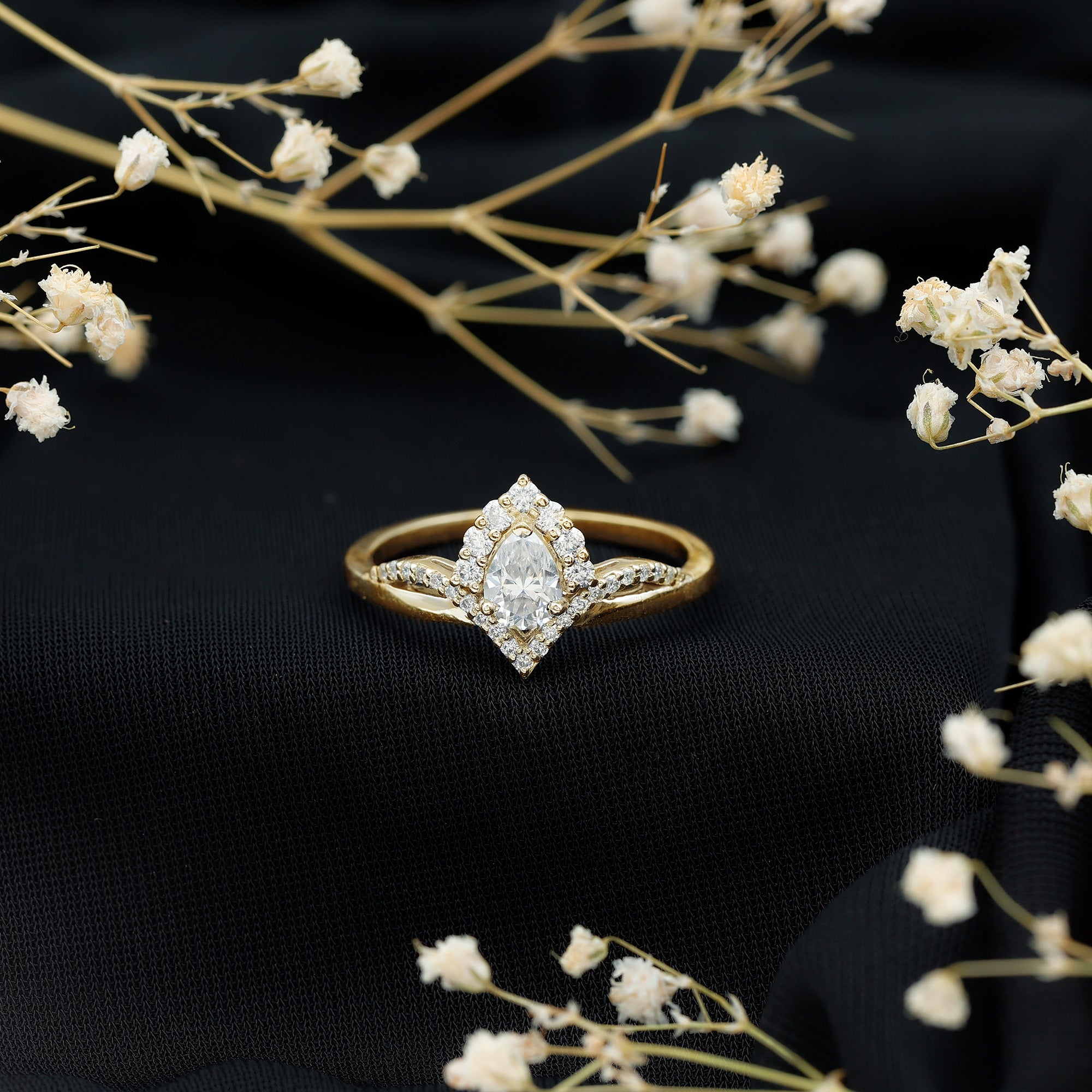 Pear Cut 5X7MM Lab Grown Diamond Designer Engagement Ring Lab - ( EF-VS ) - Rosec Jewels