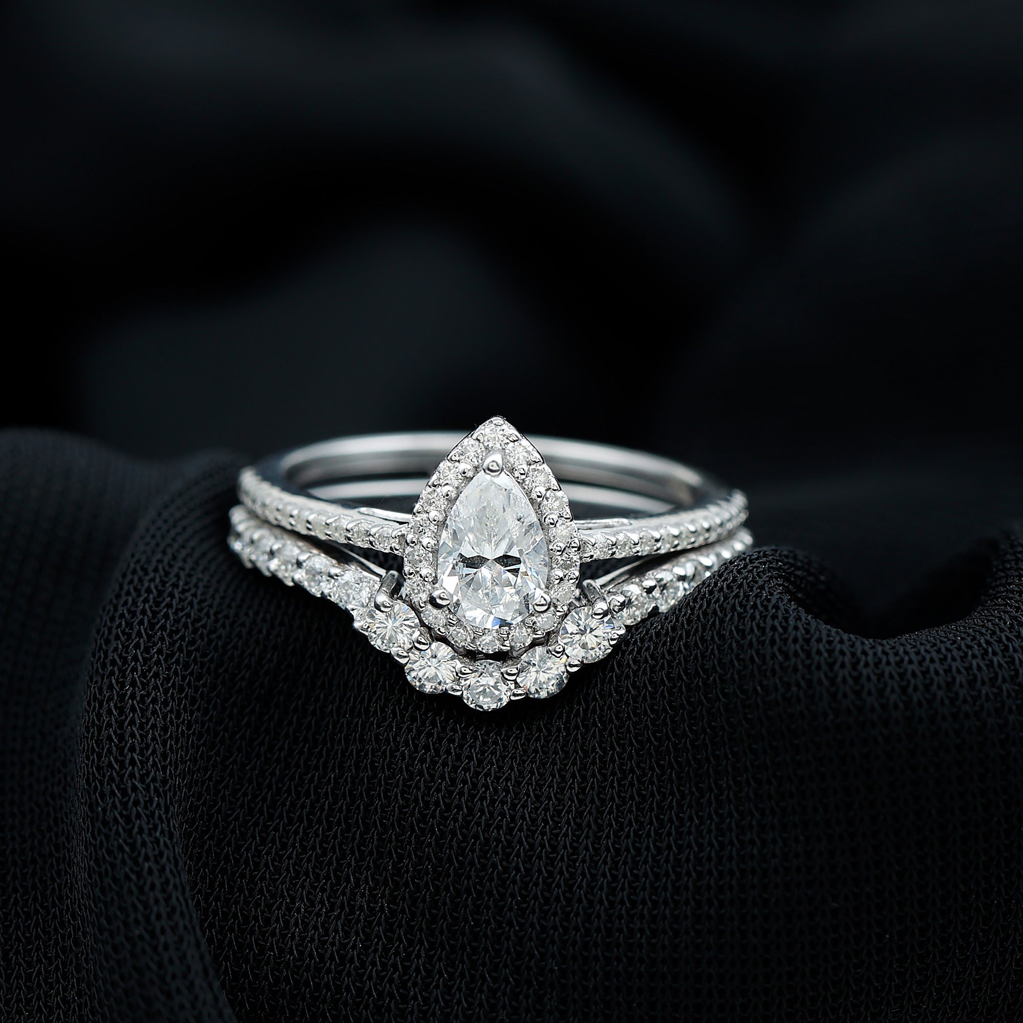 Lab Grown Diamond Designer Bridal Ring Set for Her Lab - ( EF-VS ) - Rosec Jewels