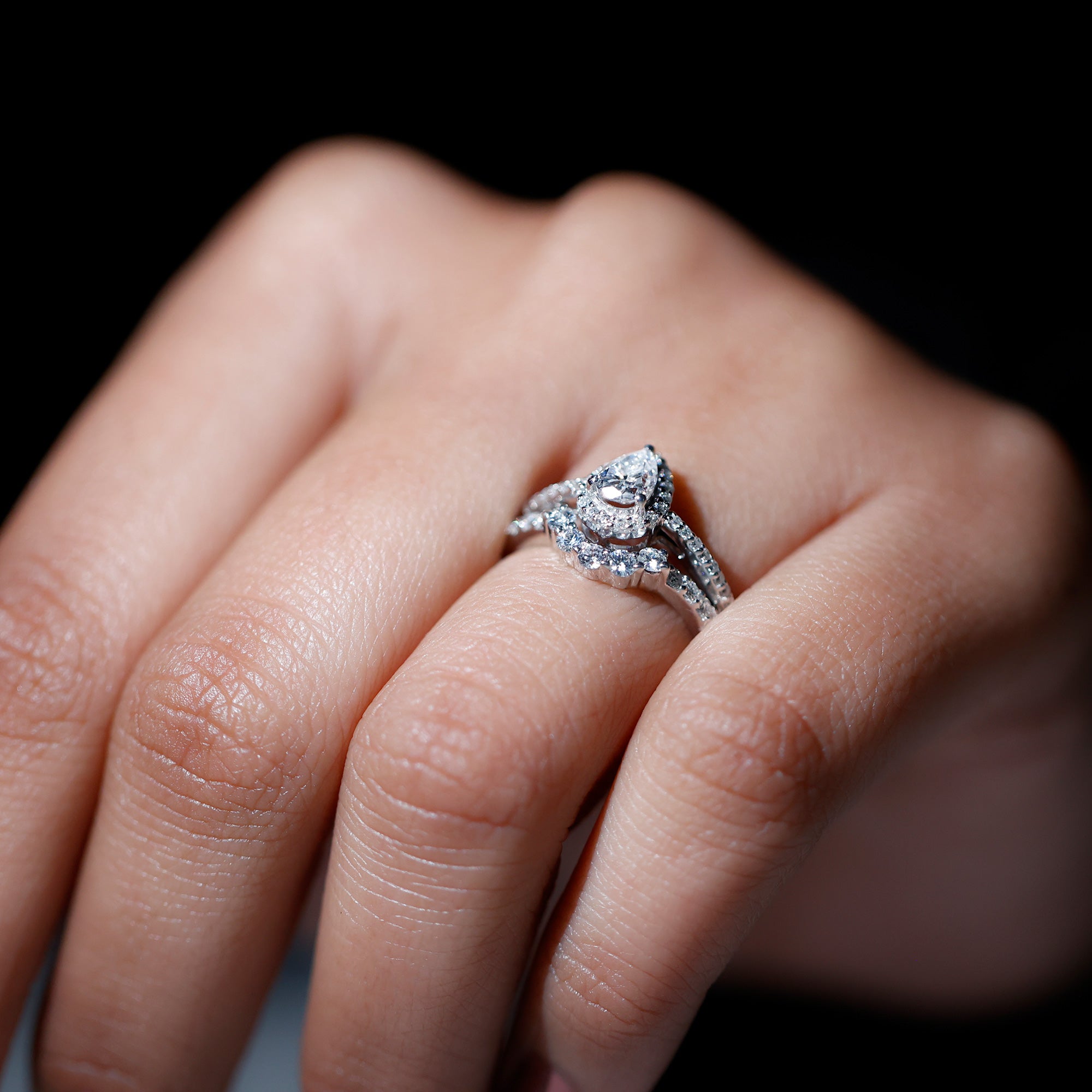 Lab Grown Diamond Designer Bridal Ring Set for Her Lab - ( EF-VS ) - Rosec Jewels