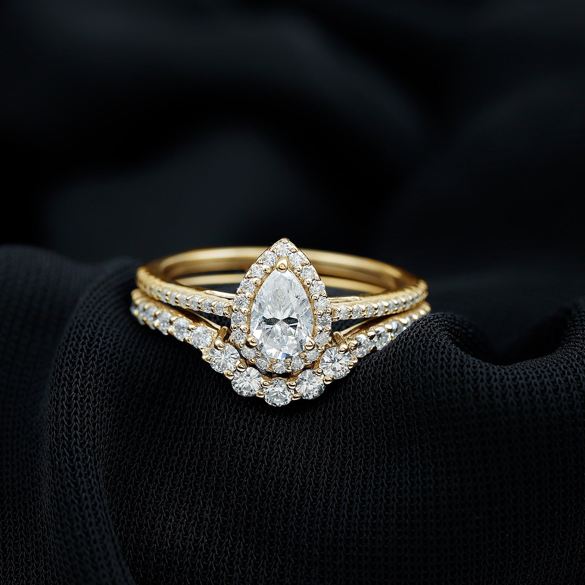 Lab Grown Diamond Designer Bridal Ring Set for Her Lab - ( EF-VS ) - Rosec Jewels