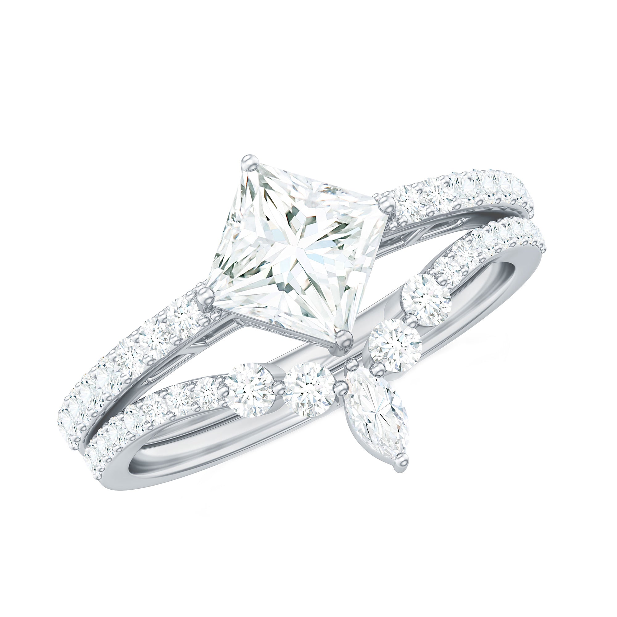 Rosec Jewels-Lab Created Diamond Princess Cut Engagement Ring With Enhancer