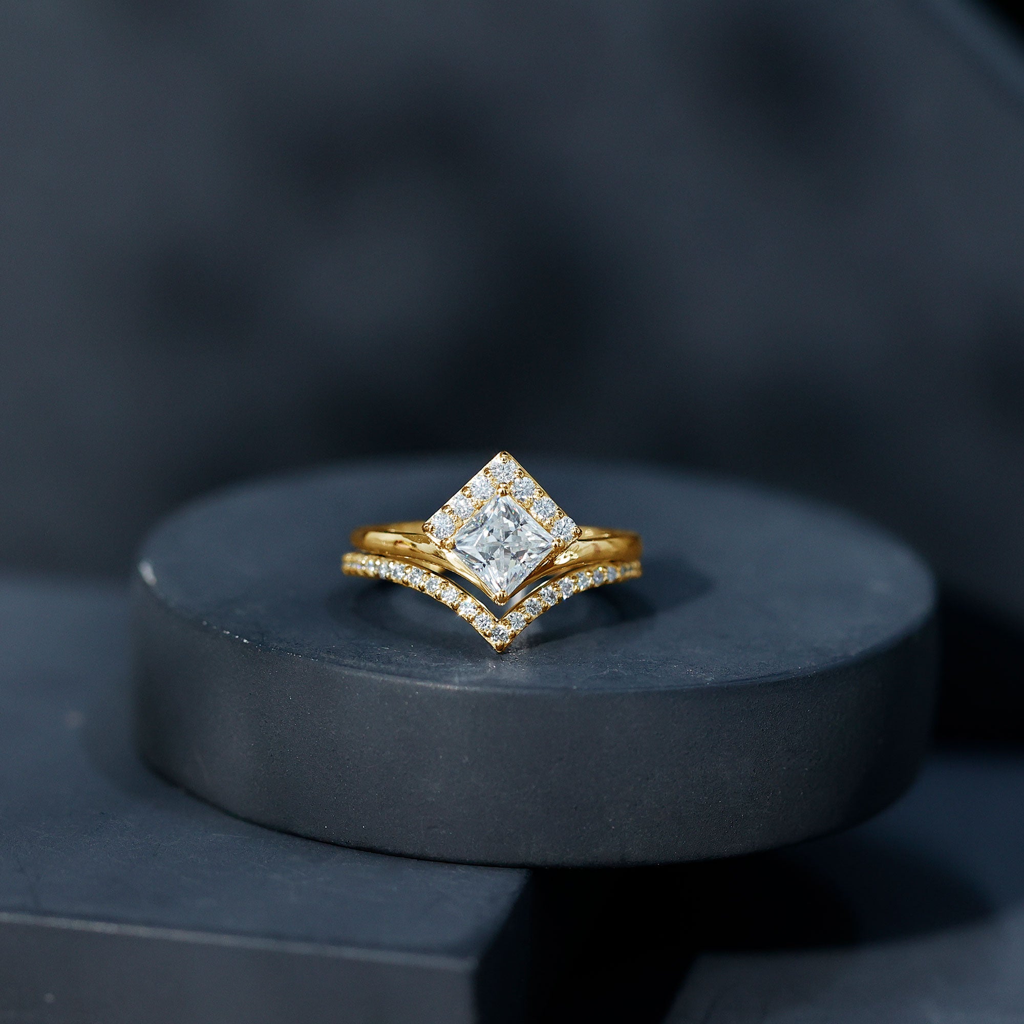 Lab Grown Diamond Princess Cut Engagement Ring With Ring Guard Lab - ( EF-VS ) - Rosec Jewels
