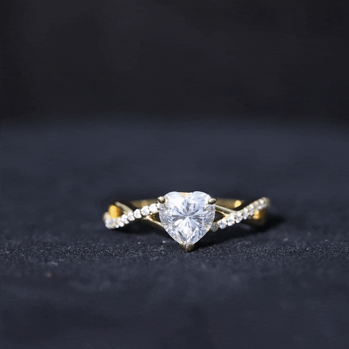 Lab Created Diamond Heart Crossover Engagement Ring Lab - ( EF-VS ) - Rosec Jewels