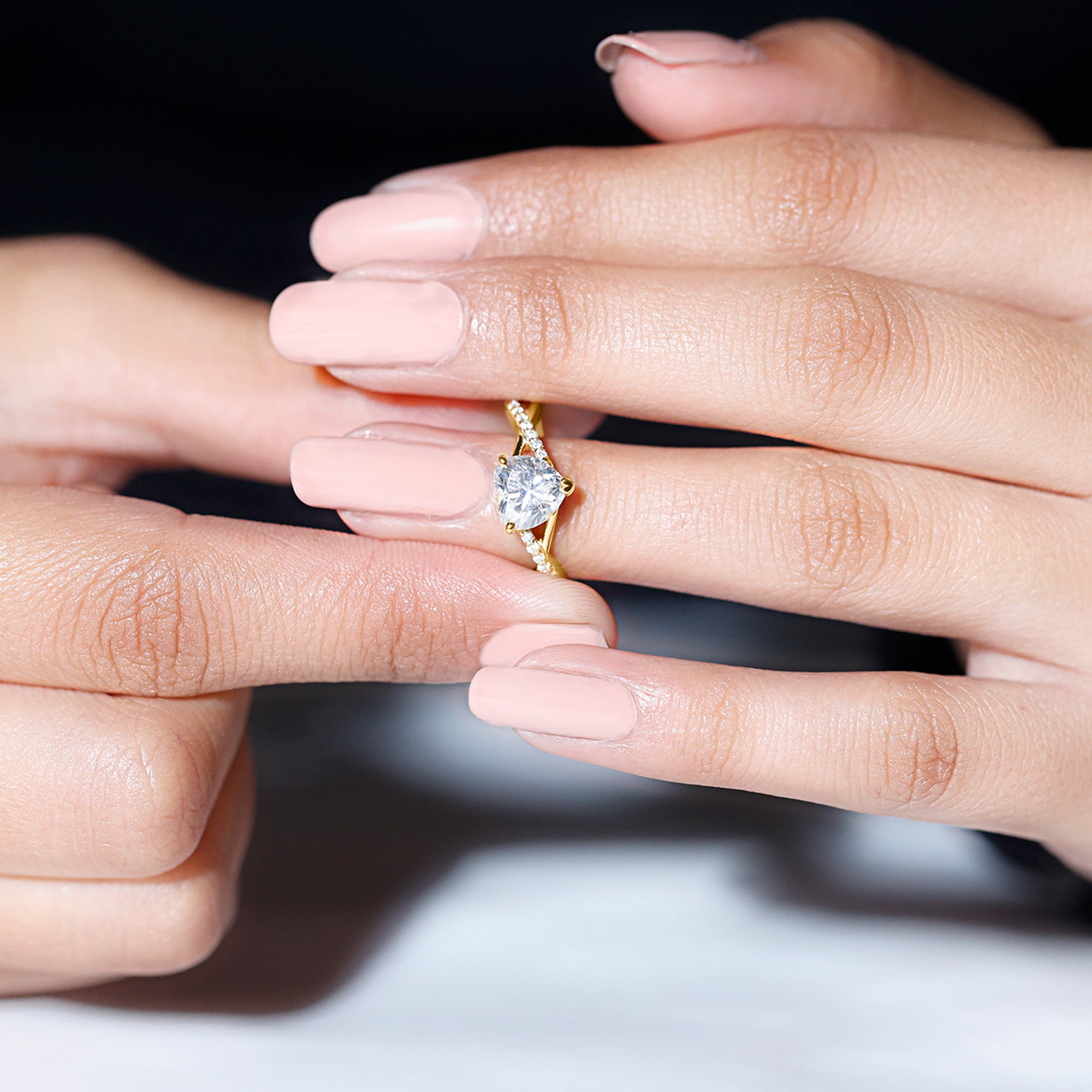 Rosec Jewels-Lab Created Diamond Heart Crossover Engagement Ring