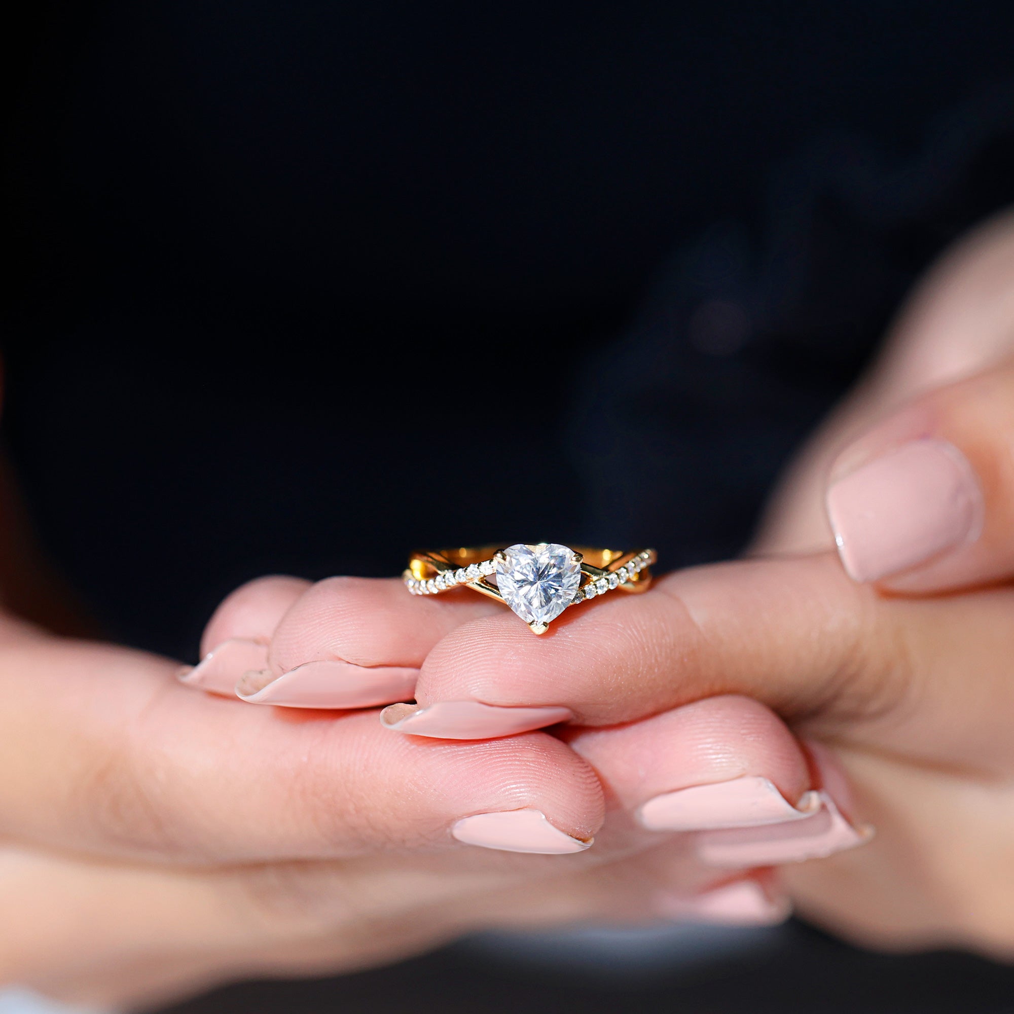 Rosec Jewels-Lab Created Diamond Heart Crossover Engagement Ring