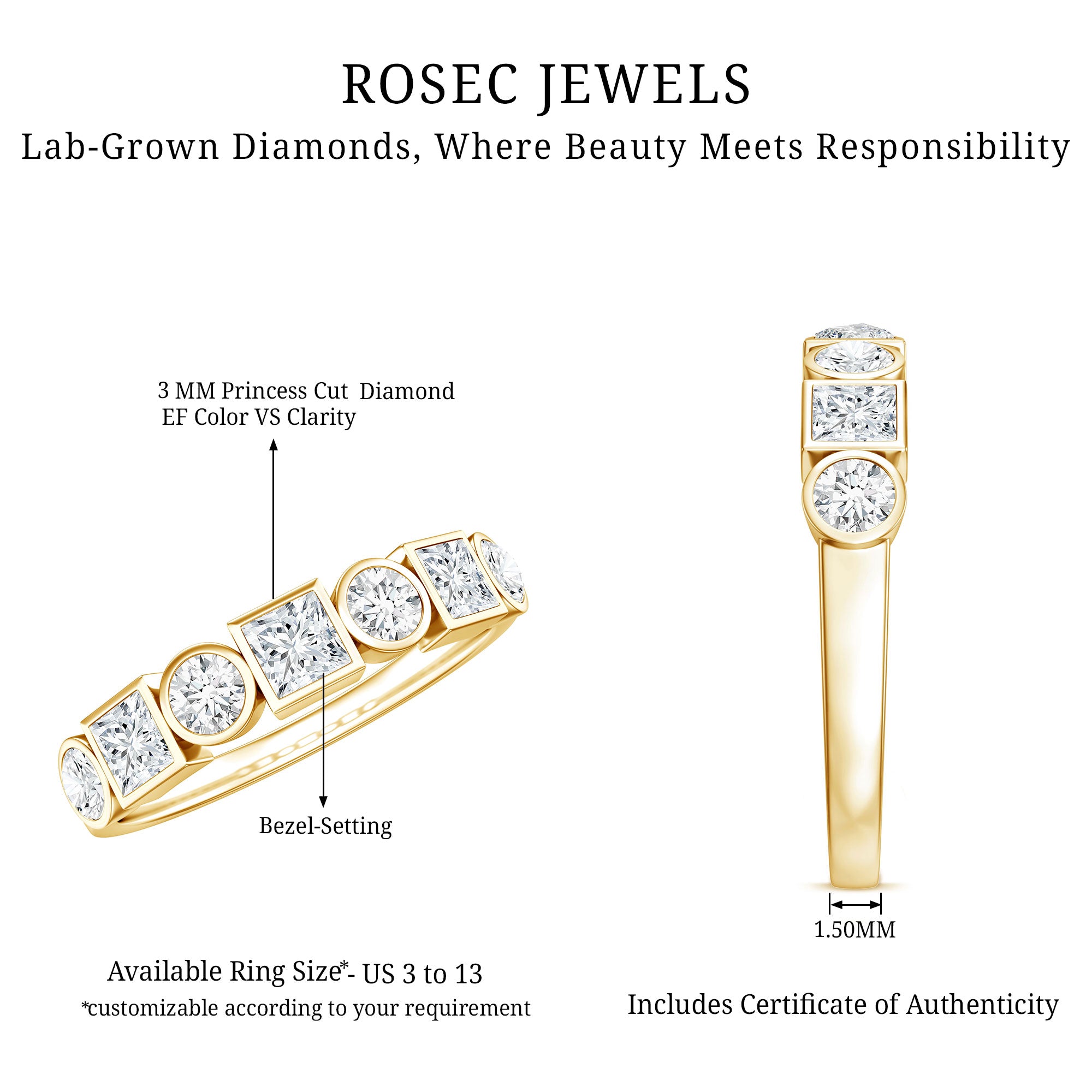 Diamond Eternity Anniversary Band Ring for Women Lab - ( EF-VS ) - Rosec Jewels