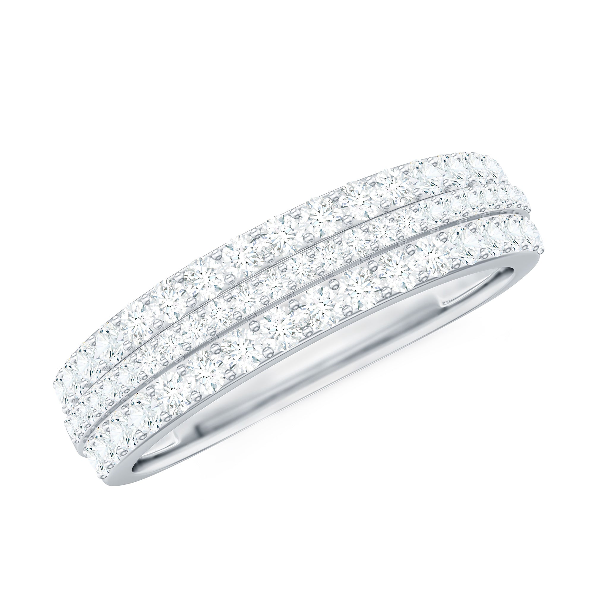 Rosec Jewels-Certified Lab Grown Diamond 3 Row Wedding Band