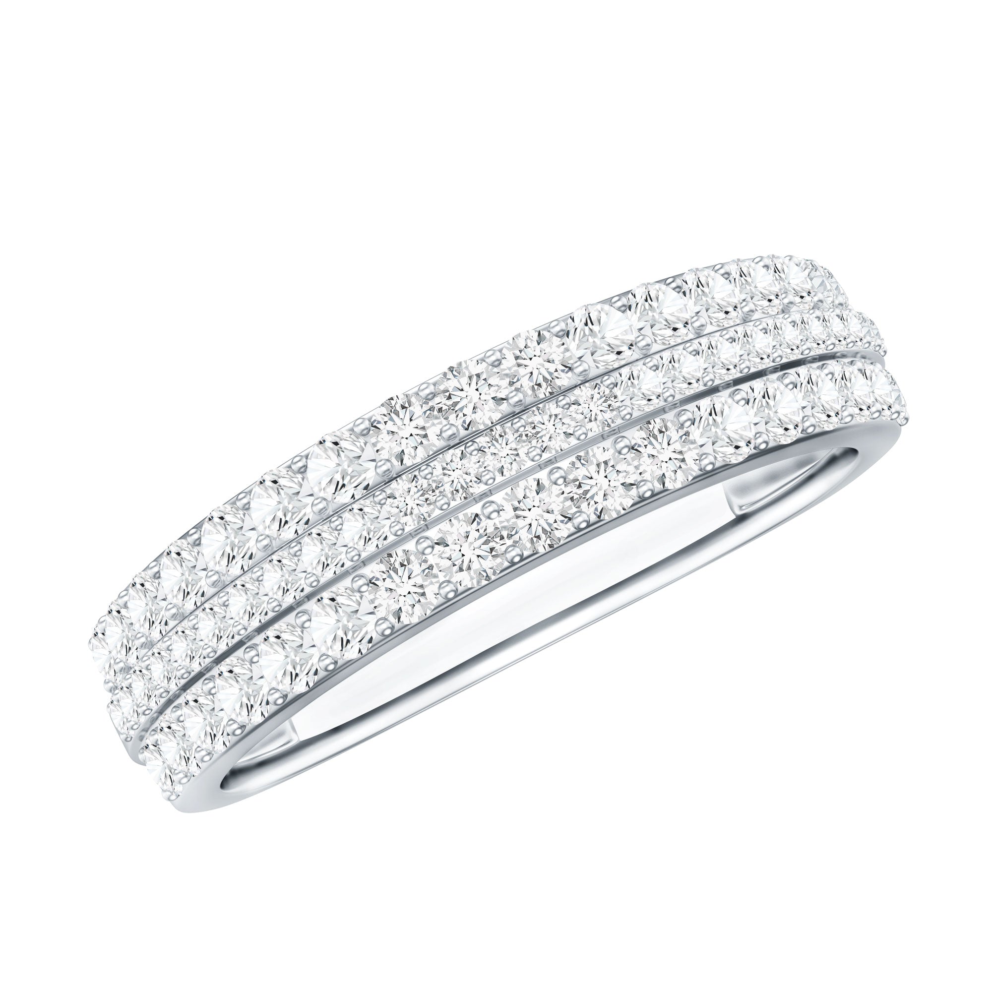 Certified Lab Grown Diamond 3 Row Wedding Band Lab - ( EF-VS ) - Rosec Jewels