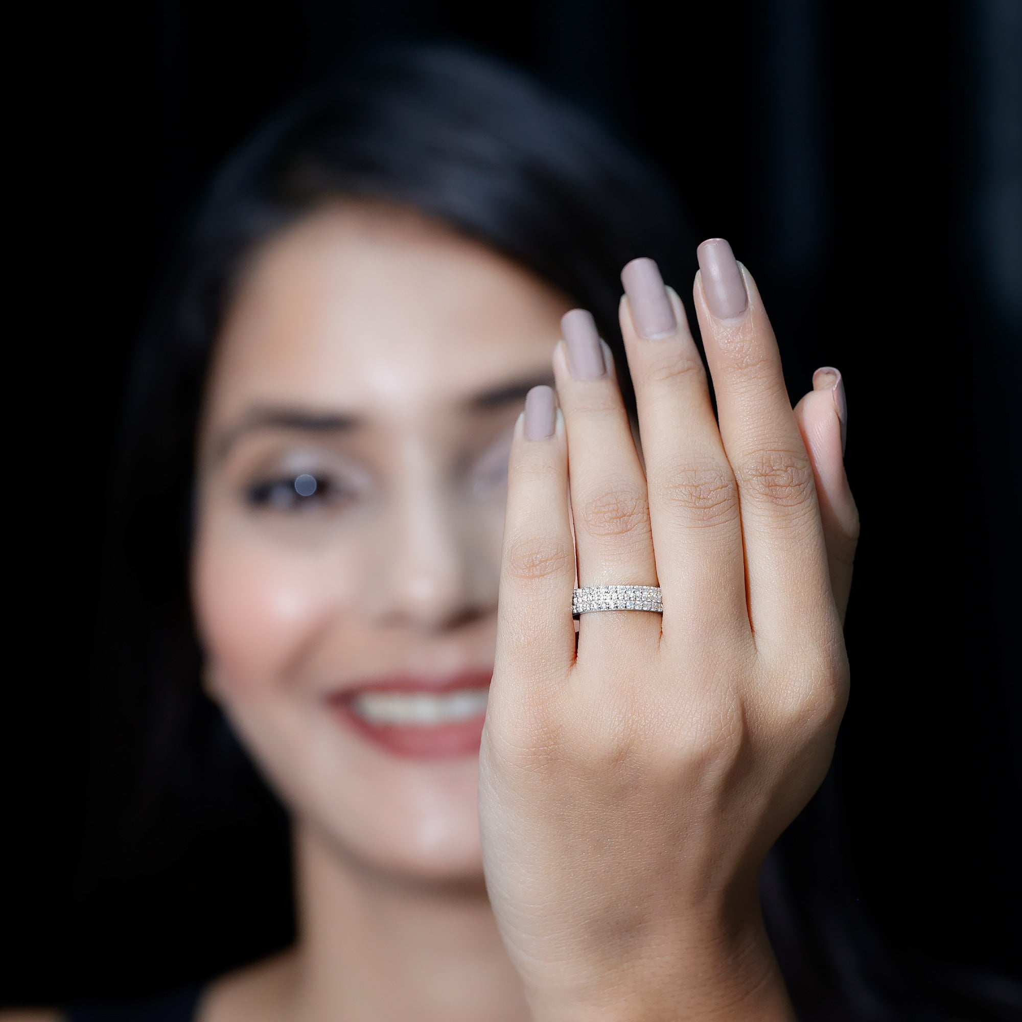 Rosec Jewels-Certified Lab Grown Diamond 3 Row Wedding Band