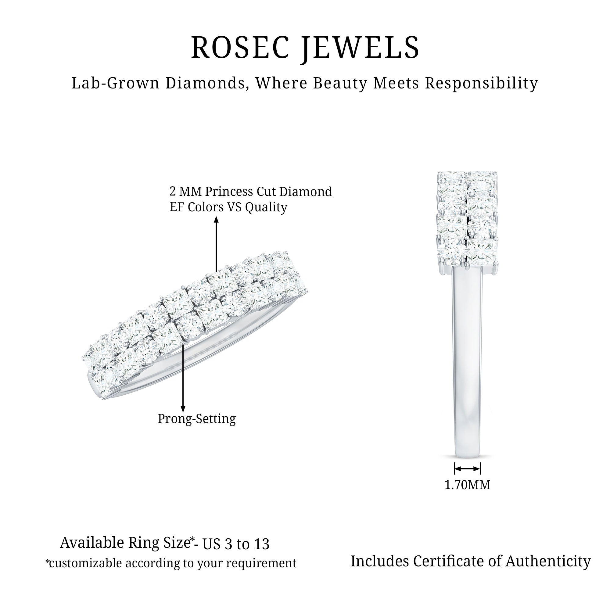 Rosec Jewels-Lab Grown Diamond Wedding Anniversary Ring With Certificate