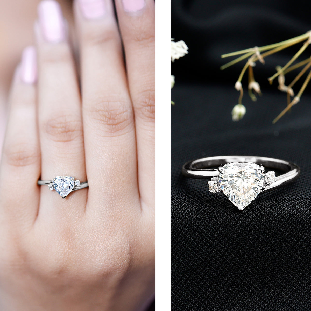 1.2 Carat Heart Lab Grown Diamond Proposal Ring For Her Lab - ( EF-VS ) - Rosec Jewels