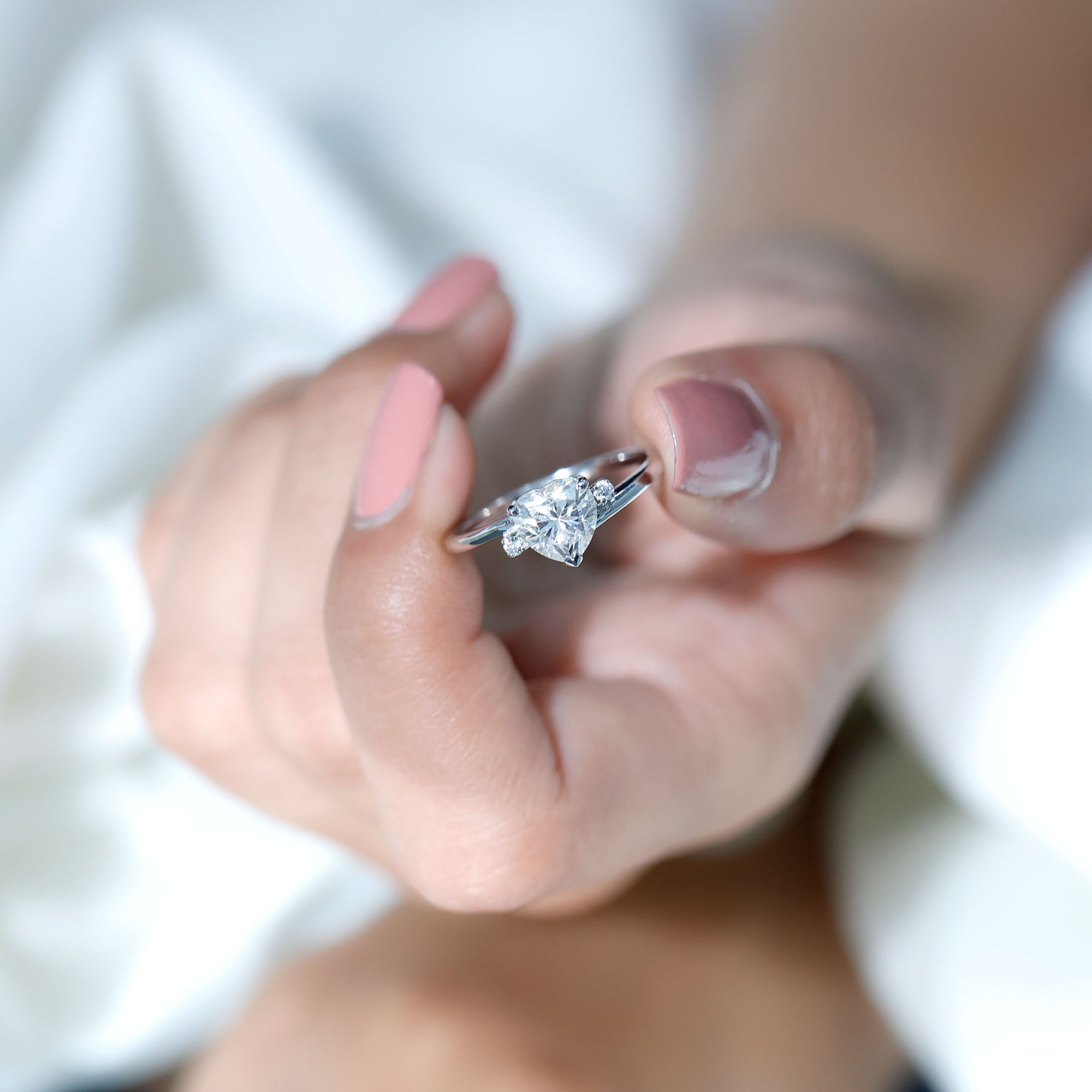 7 mm Heart Lab Grown Diamond Proposal Ring For Her Lab - ( EF-VS ) - Rosec Jewels