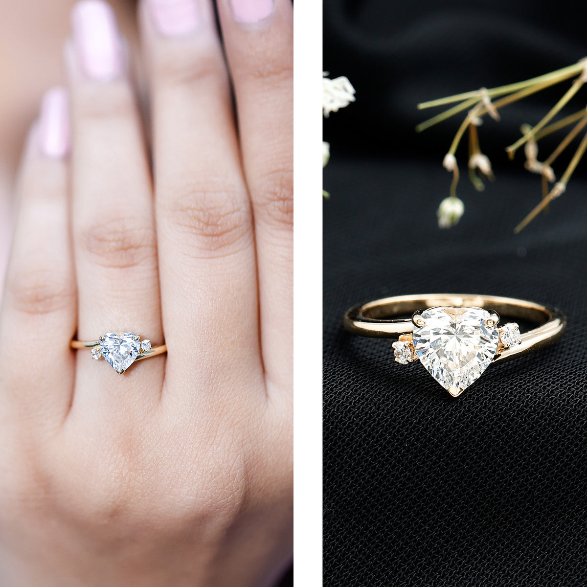 1.2 Carat Heart Lab Grown Diamond Proposal Ring For Her Lab - ( EF-VS ) - Rosec Jewels