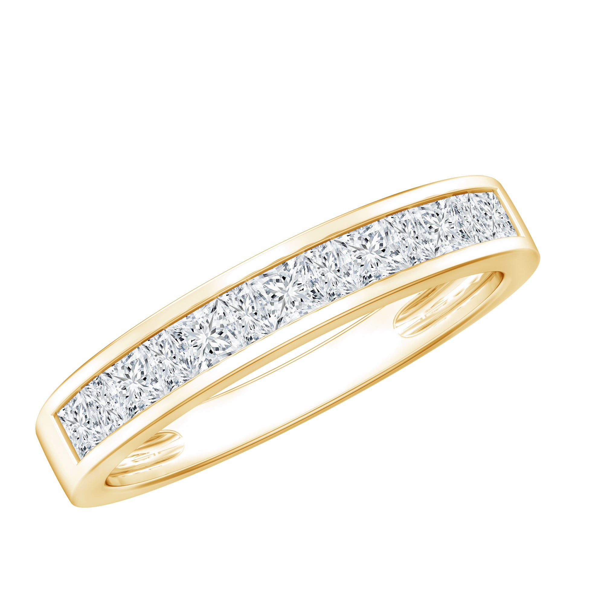 Certified Brilliant Cut Diamond Princess Cut Wedding Band Lab - ( EF-VS ) - Rosec Jewels