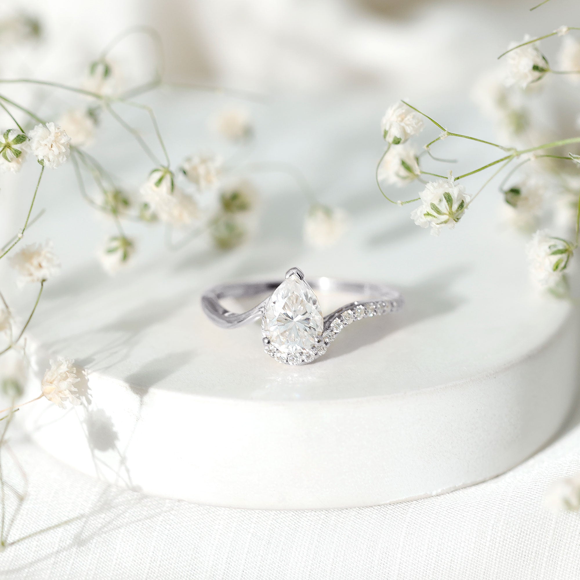 Rosec Jewels-Diamond Teardrop Designer Engagement Ring