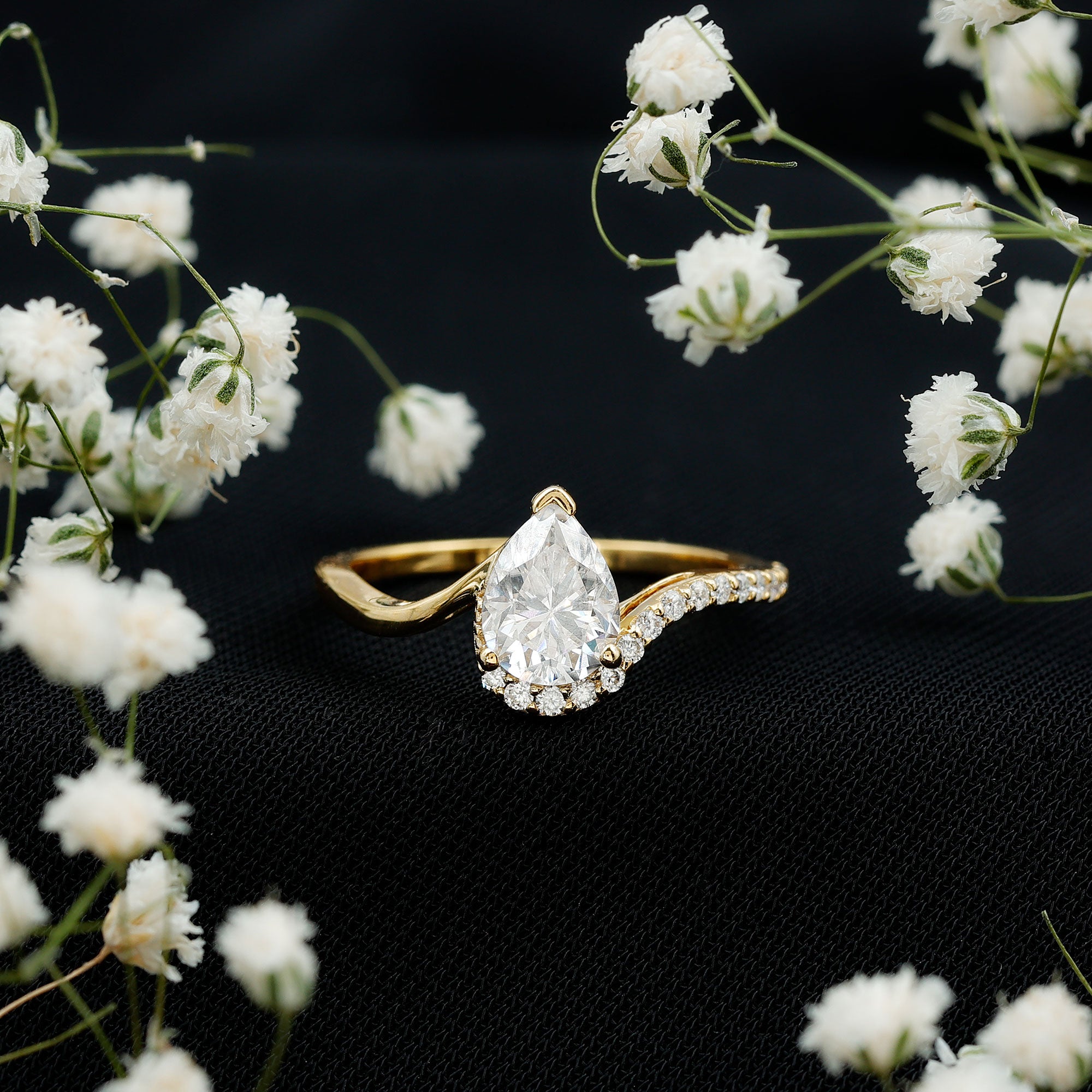 Rosec Jewels-Diamond Teardrop Designer Engagement Ring