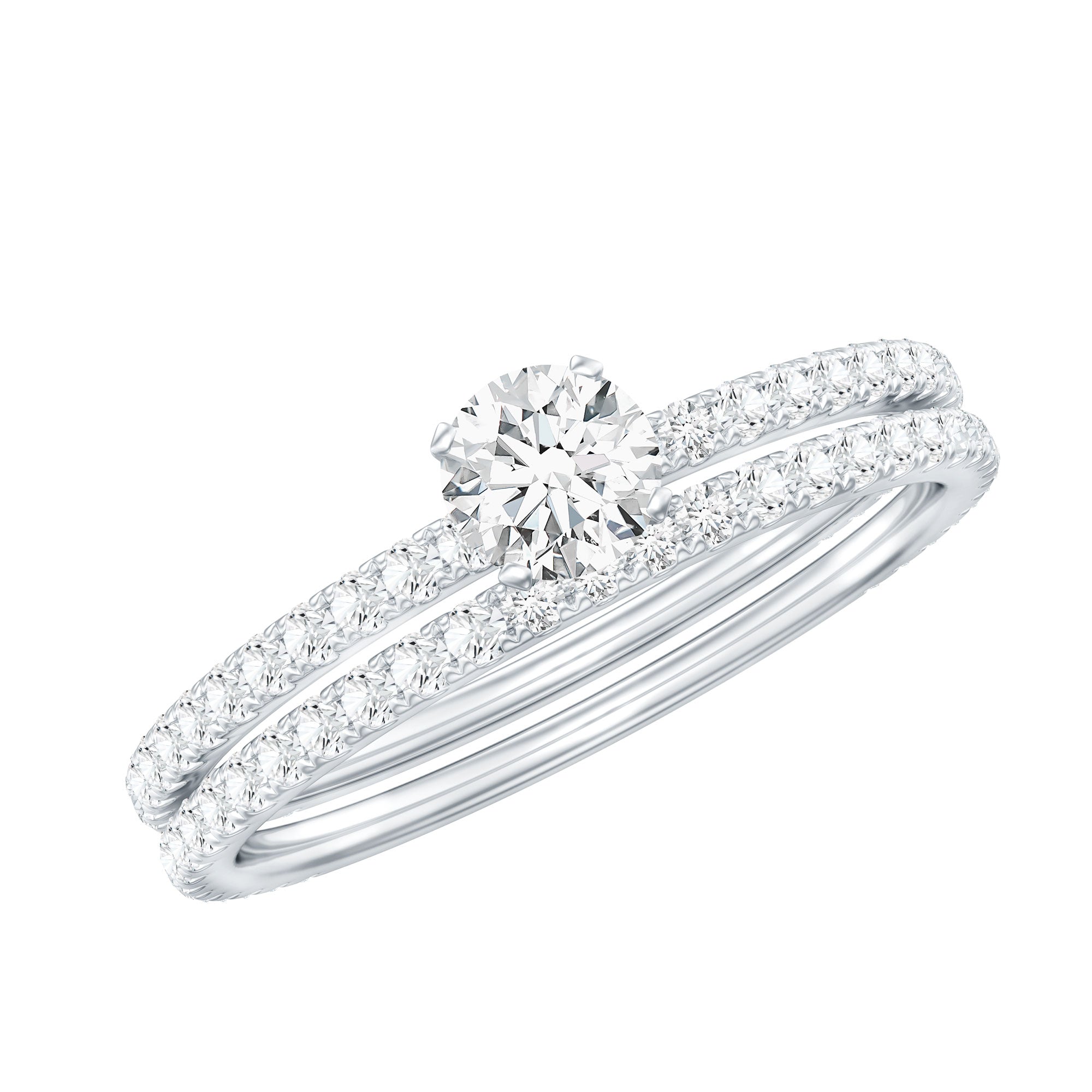Certified Lab Created Diamond Wedding Ring Set For Bride Lab - ( EF-VS ) - Rosec Jewels