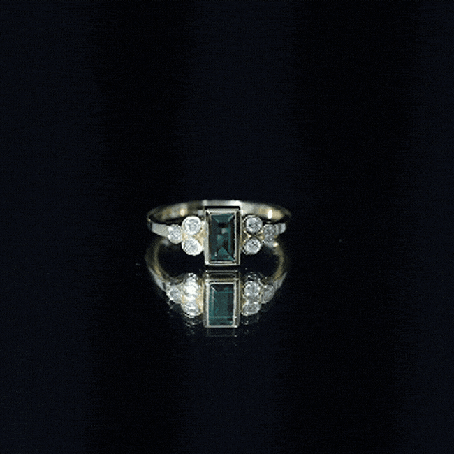 Bezel Set Lab Grown Emerald and Diamond Pre Engagement Ring AAAA 14K Yellow Gold Plated Silver - Rosec Jewels