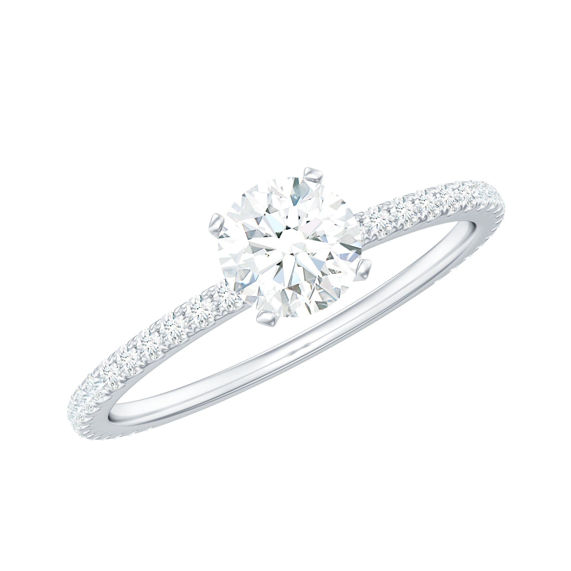 Round Brilliant Cut Lab Grown Diamond Promise Ring with Side Stones
