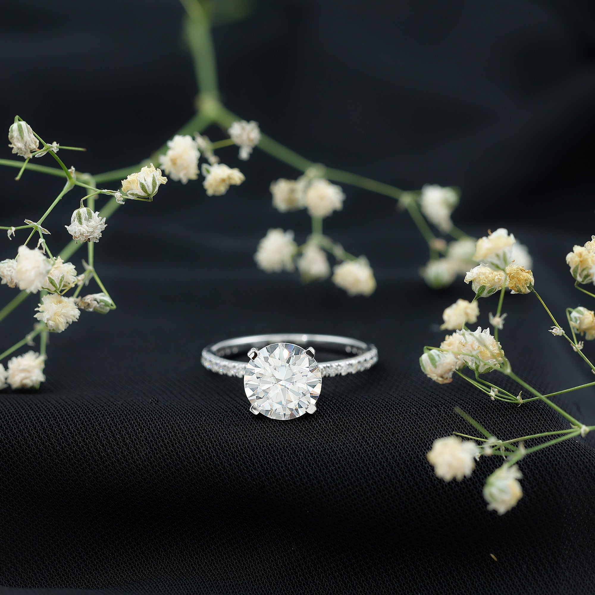 Certified 9 MM Lab Grown Solitaire Diamond Engagement Ring Lab - ( EF-VS ) - Rosec Jewels