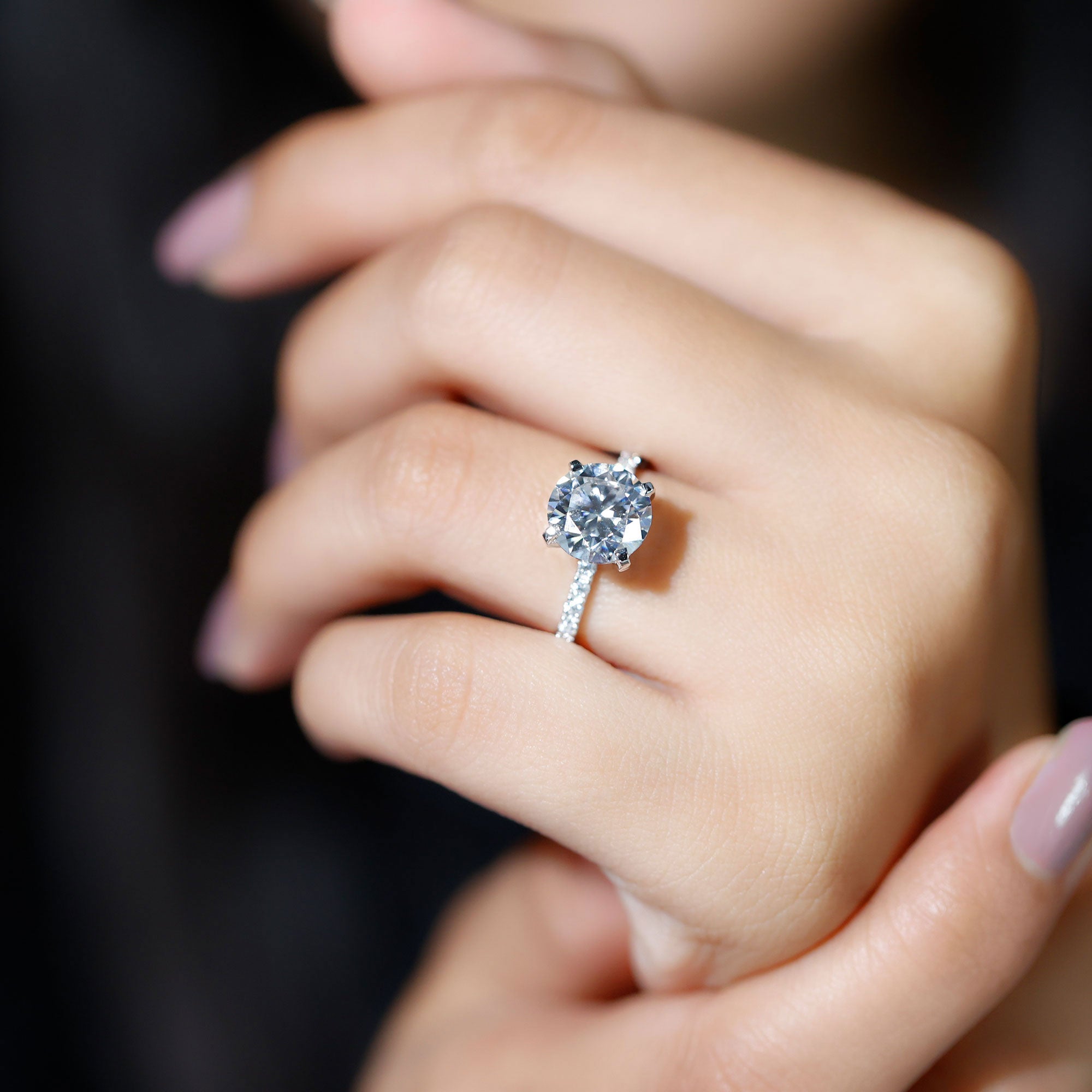 Certified 9 MM Lab Grown Solitaire Diamond Engagement Ring Lab - ( EF-VS ) - Rosec Jewels