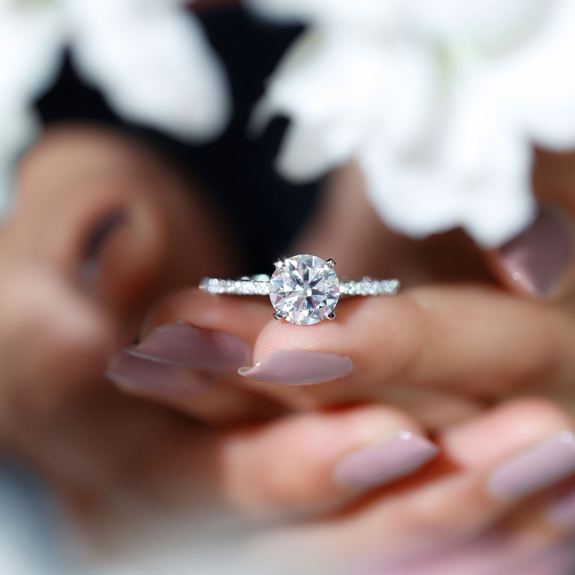 Certified 9 MM Lab Grown Solitaire Diamond Engagement Ring Lab - ( EF-VS ) - Rosec Jewels