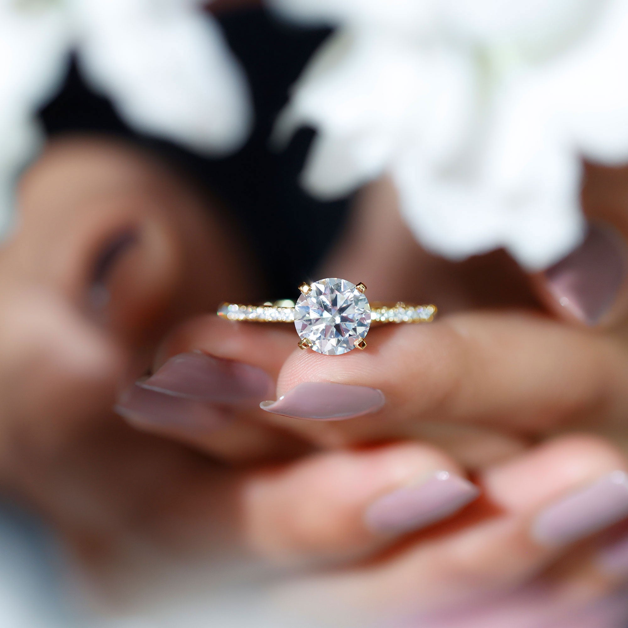 Certified 9 MM Lab Grown Solitaire Diamond Engagement Ring Lab - ( EF-VS ) - Rosec Jewels