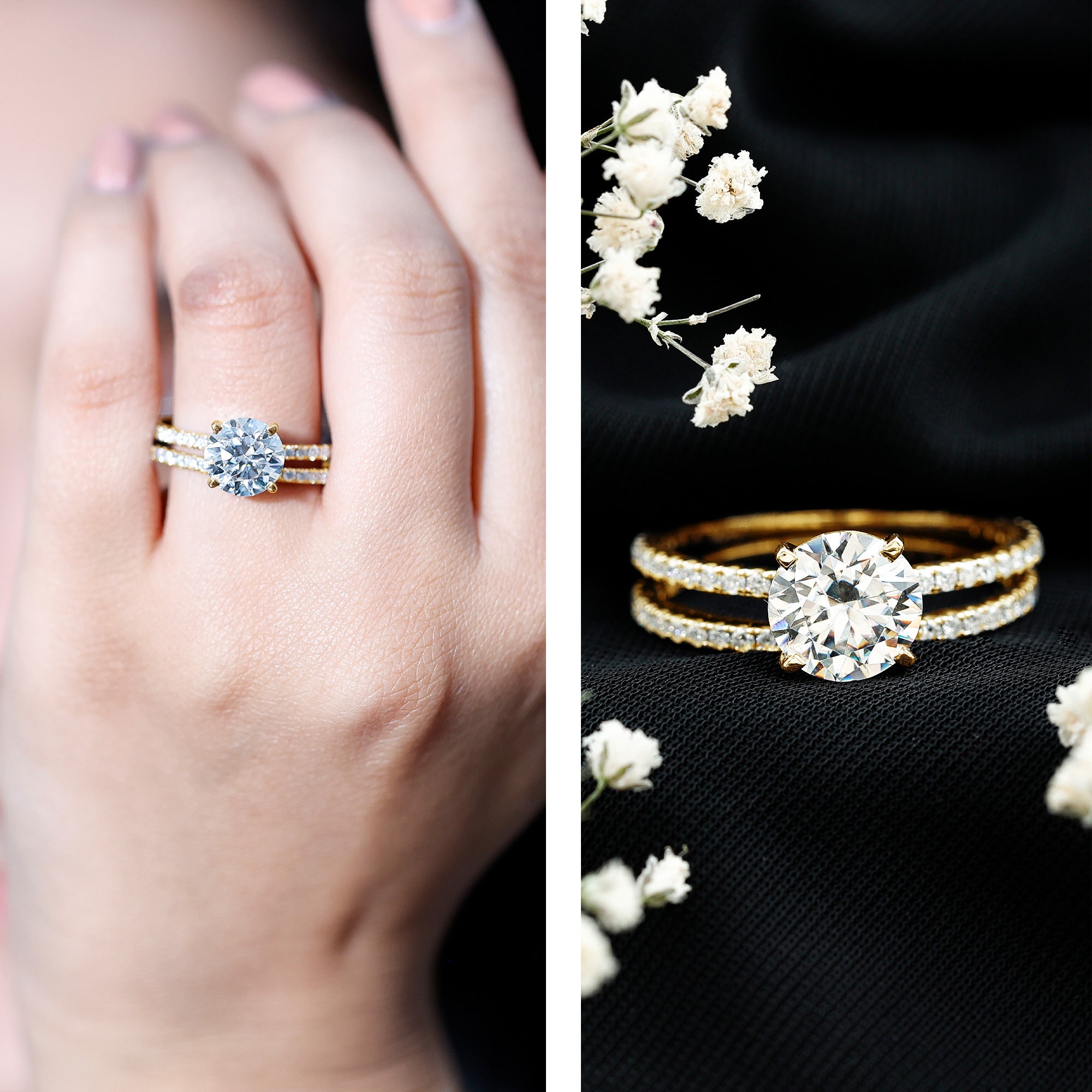 Lab Grown Diamond Wedding Ring Set with Certificate Lab - ( EF-VS ) - Rosec Jewels