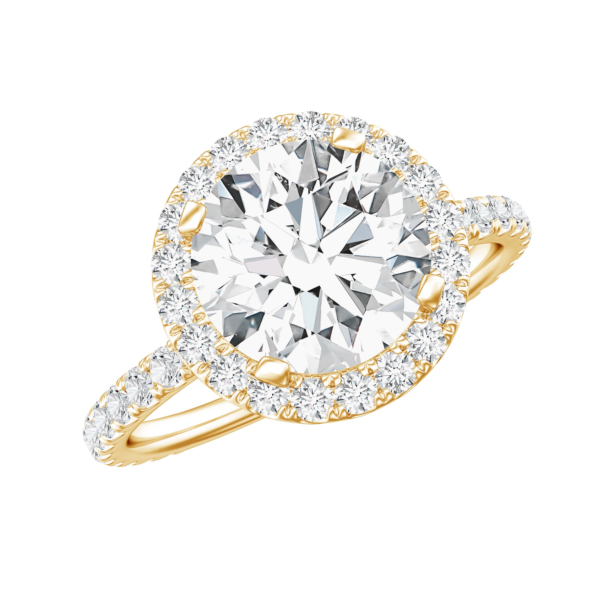Certified Lab Grown Diamond Circle Engagement Ring With Halo Lab - ( EF-VS ) - Rosec Jewels