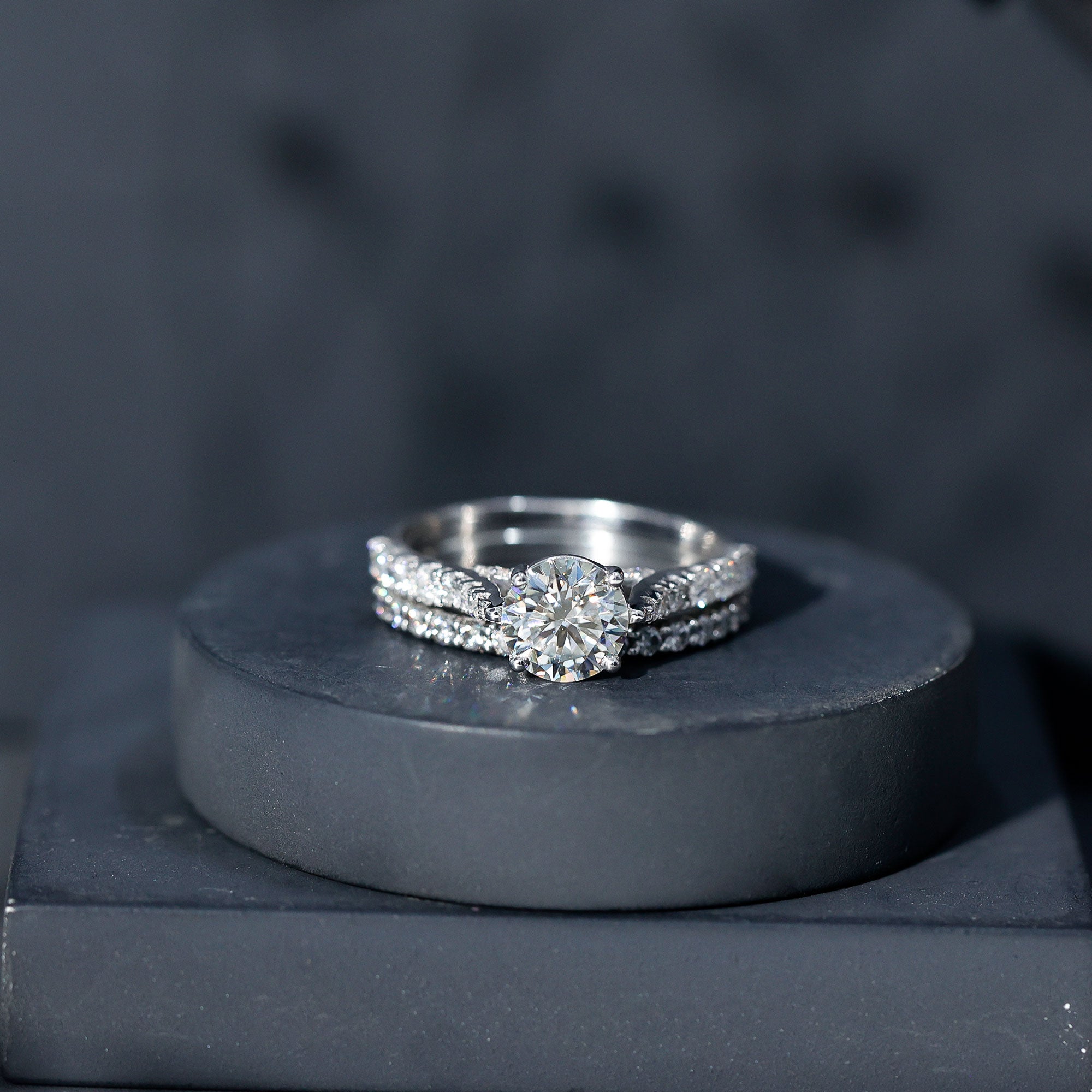 Certified 8 mm Round Lab Grown Diamond Wedding Engagement Ring Set Lab - ( EF-VS ) - Rosec Jewels