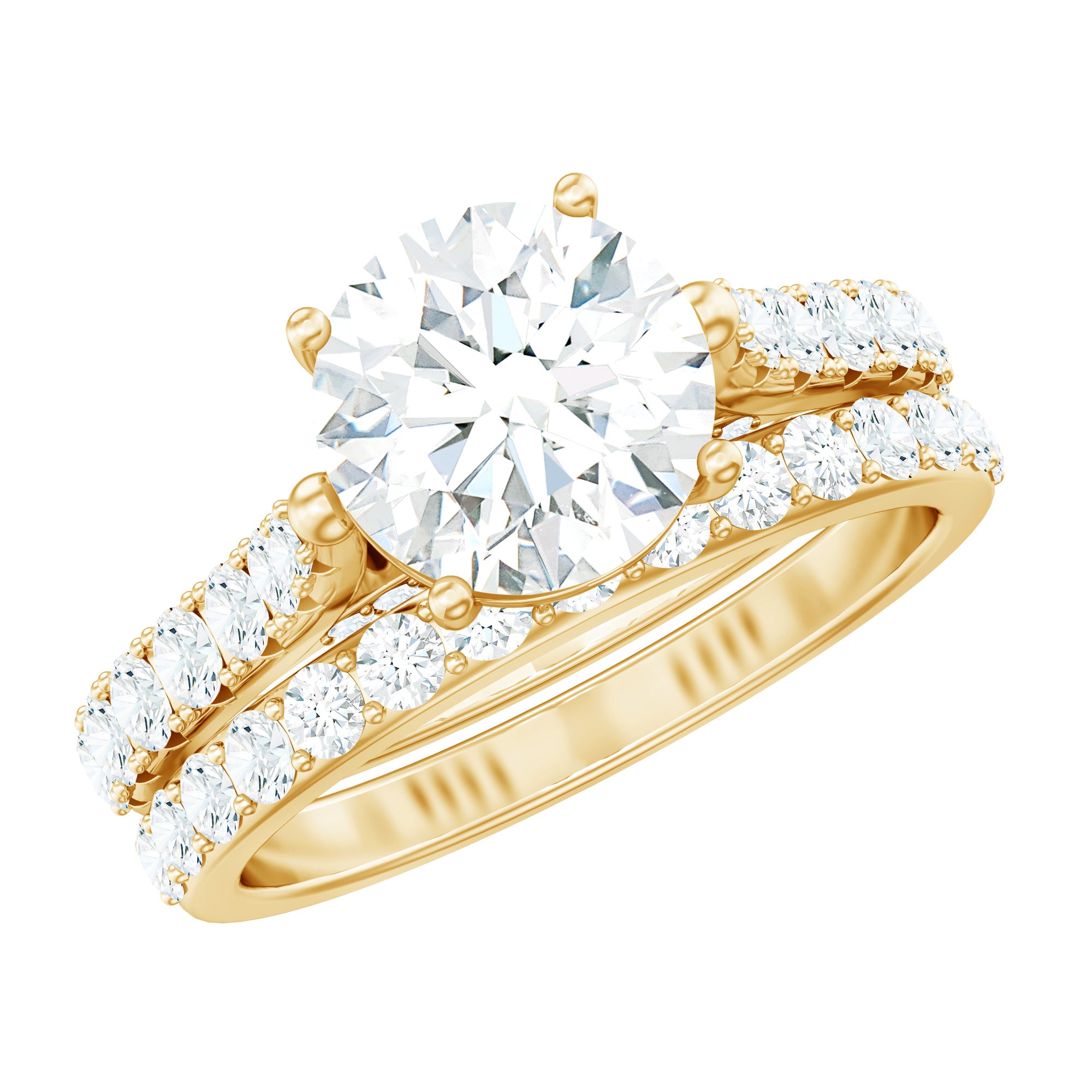 Rosec Jewels-Certified 8 mm Round Lab Grown Diamond Wedding Engagement Ring Set