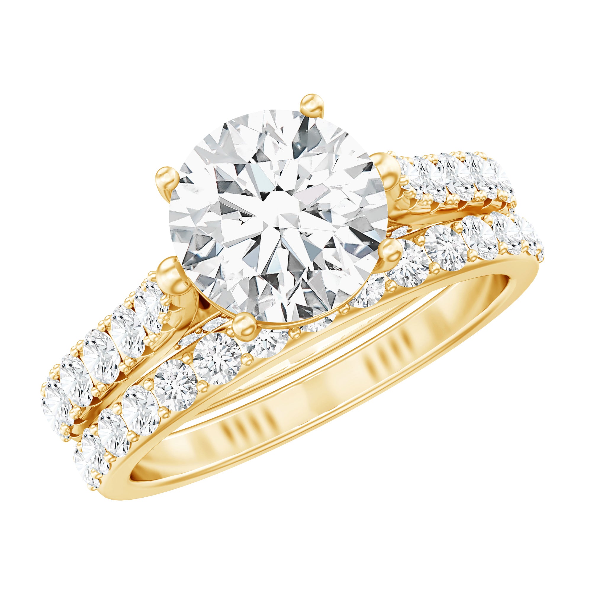 Certified 8 mm Round Lab Grown Diamond Wedding Engagement Ring Set Lab - ( EF-VS ) - Rosec Jewels
