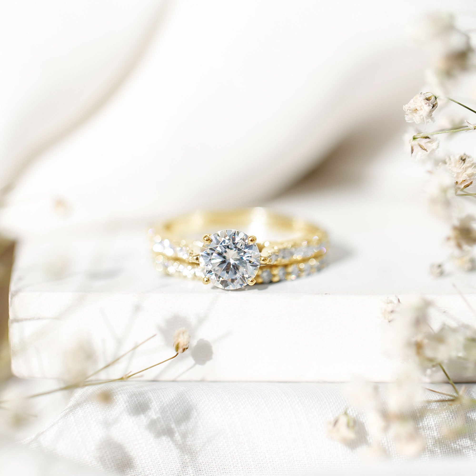 Certified 8 mm Round Lab Grown Diamond Wedding Engagement Ring Set Lab - ( EF-VS ) - Rosec Jewels