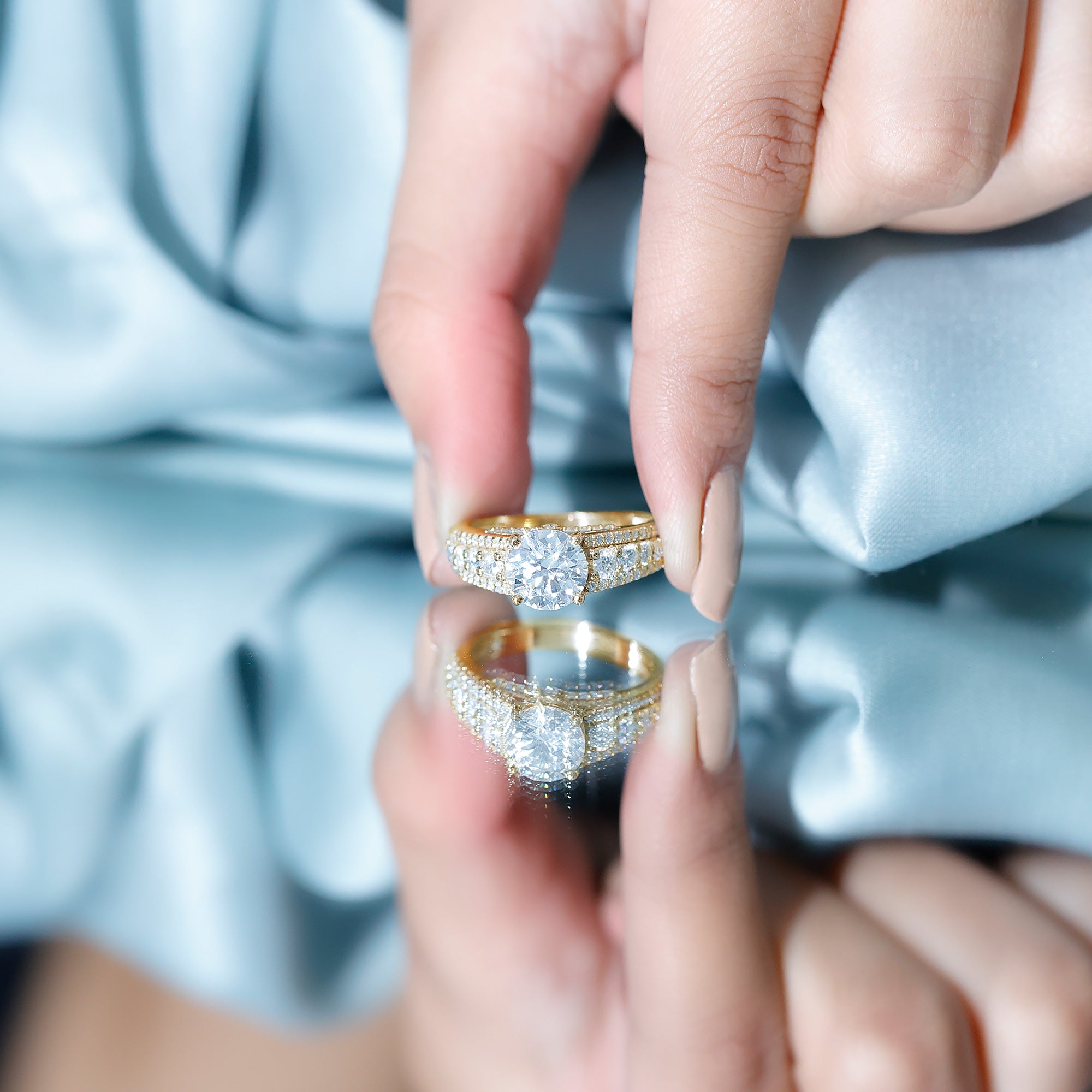 Rosec Jewels-Lab Grown Diamond Statement Engagement Ring With Side Stones