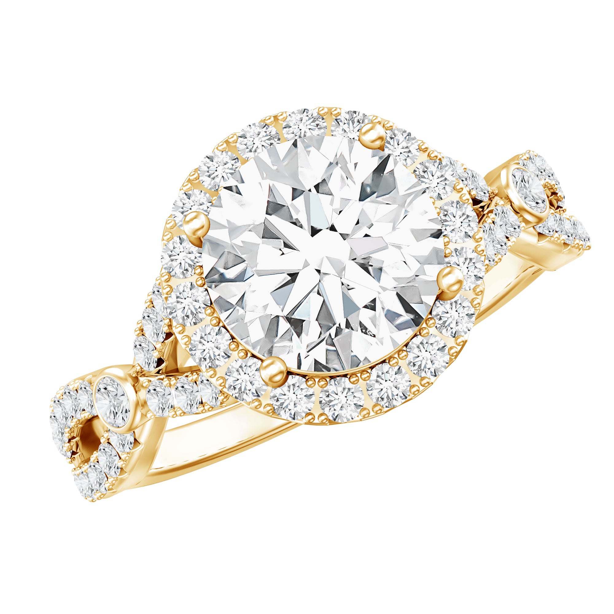 Lab Created Diamond Criss Cross Engagement Ring For Women Lab - ( EF-VS ) - Rosec Jewels