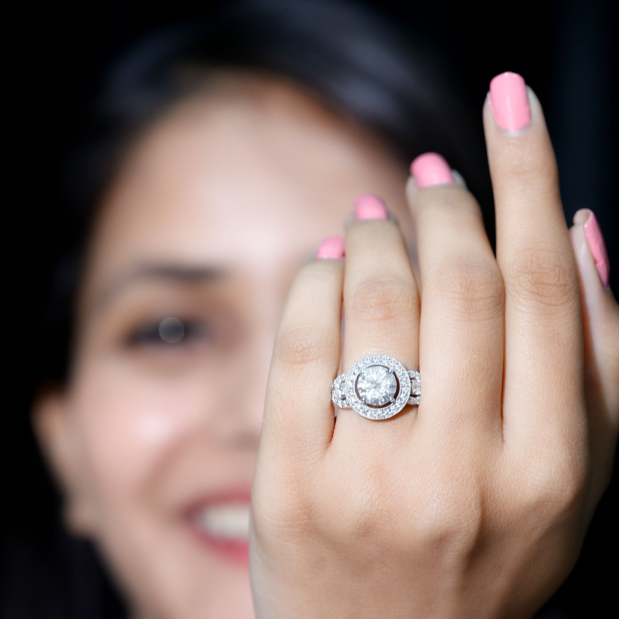 Round Cut Diamond Antique Looking Engagement Ring Lab - ( EF-VS ) - Rosec Jewels