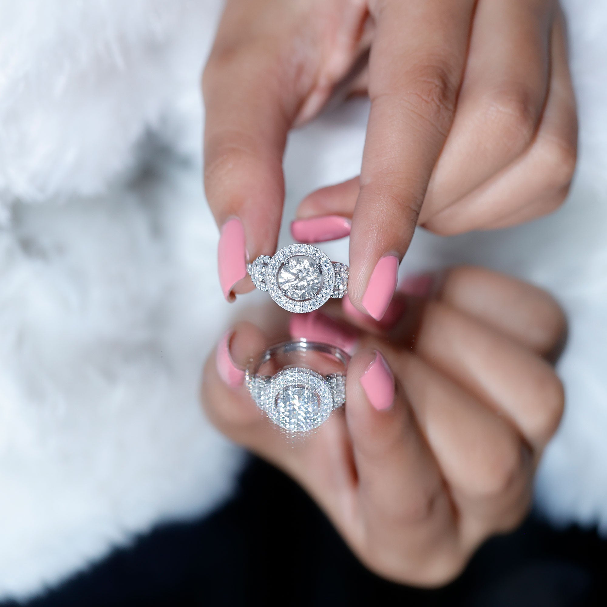 Round Cut Diamond Antique Looking Engagement Ring Lab - ( EF-VS ) - Rosec Jewels