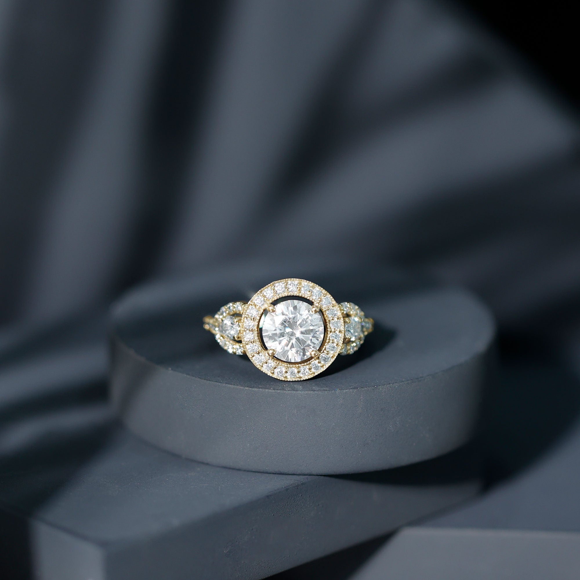 Round Cut Diamond Antique Looking Engagement Ring Lab - ( EF-VS ) - Rosec Jewels