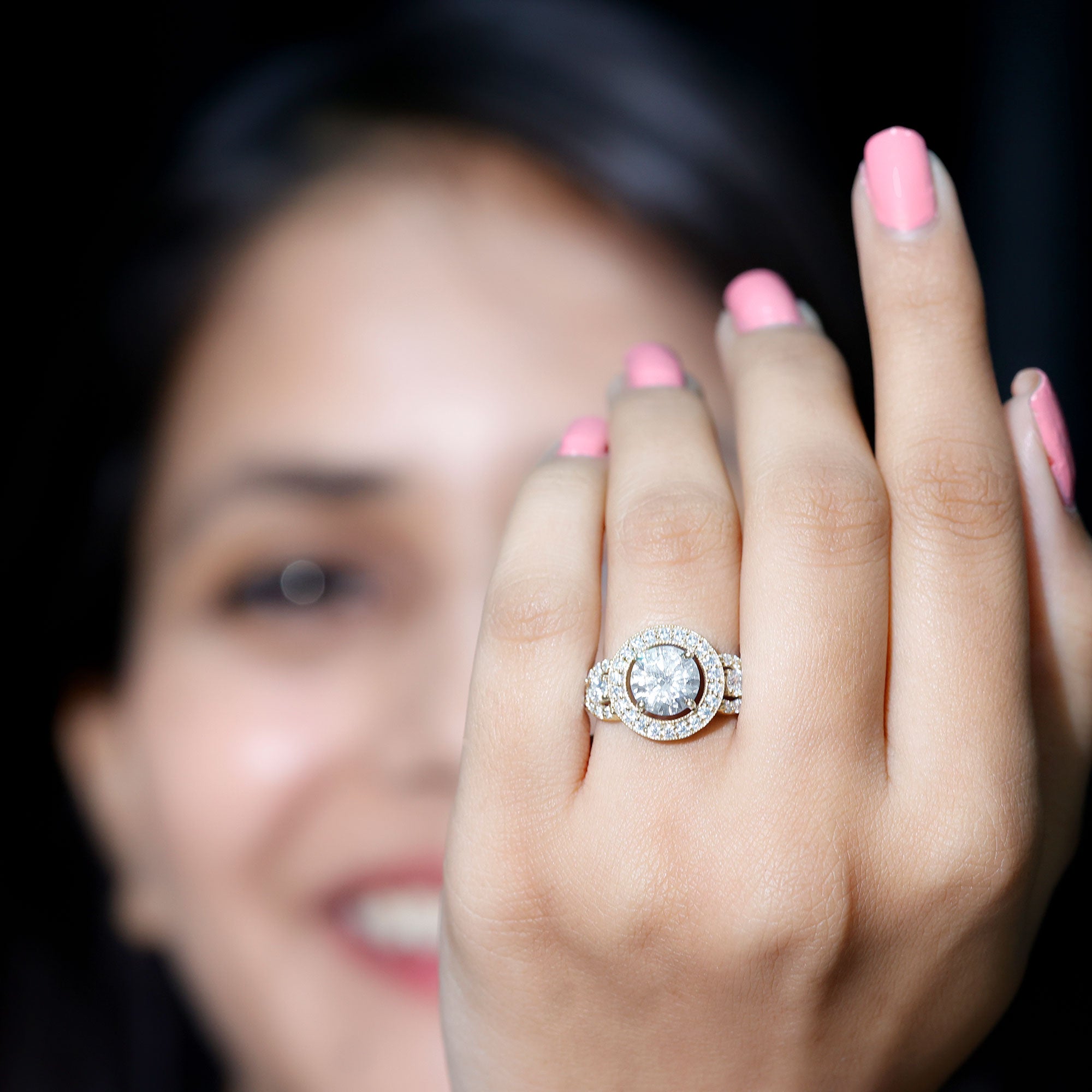 Round Cut Diamond Antique Looking Engagement Ring Lab - ( EF-VS ) - Rosec Jewels