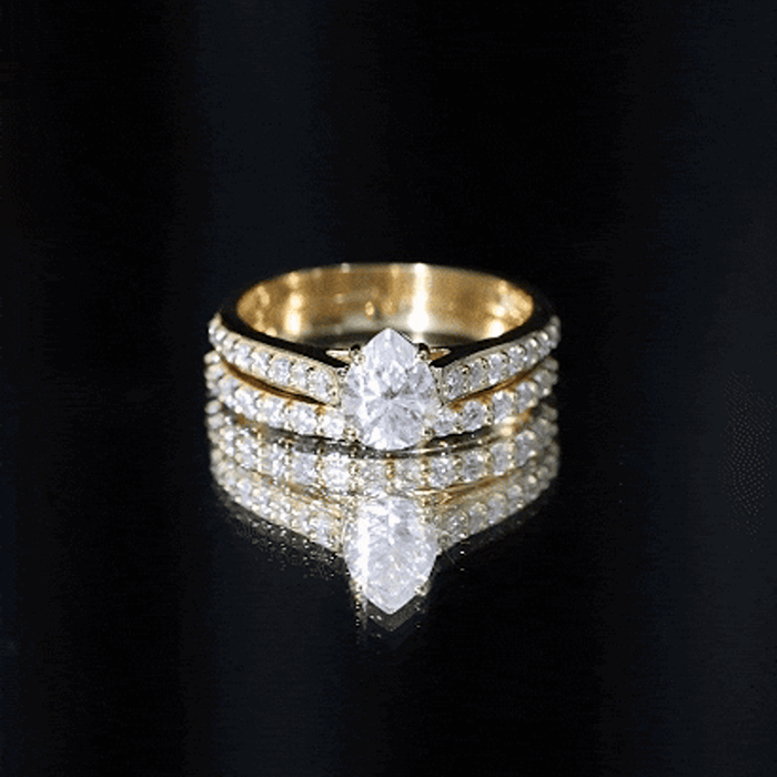 Pear Cut 6X8 MM Lab Grown Diamond Marriage Ring Set for Women Lab - ( EF-VS ) - Rosec Jewels