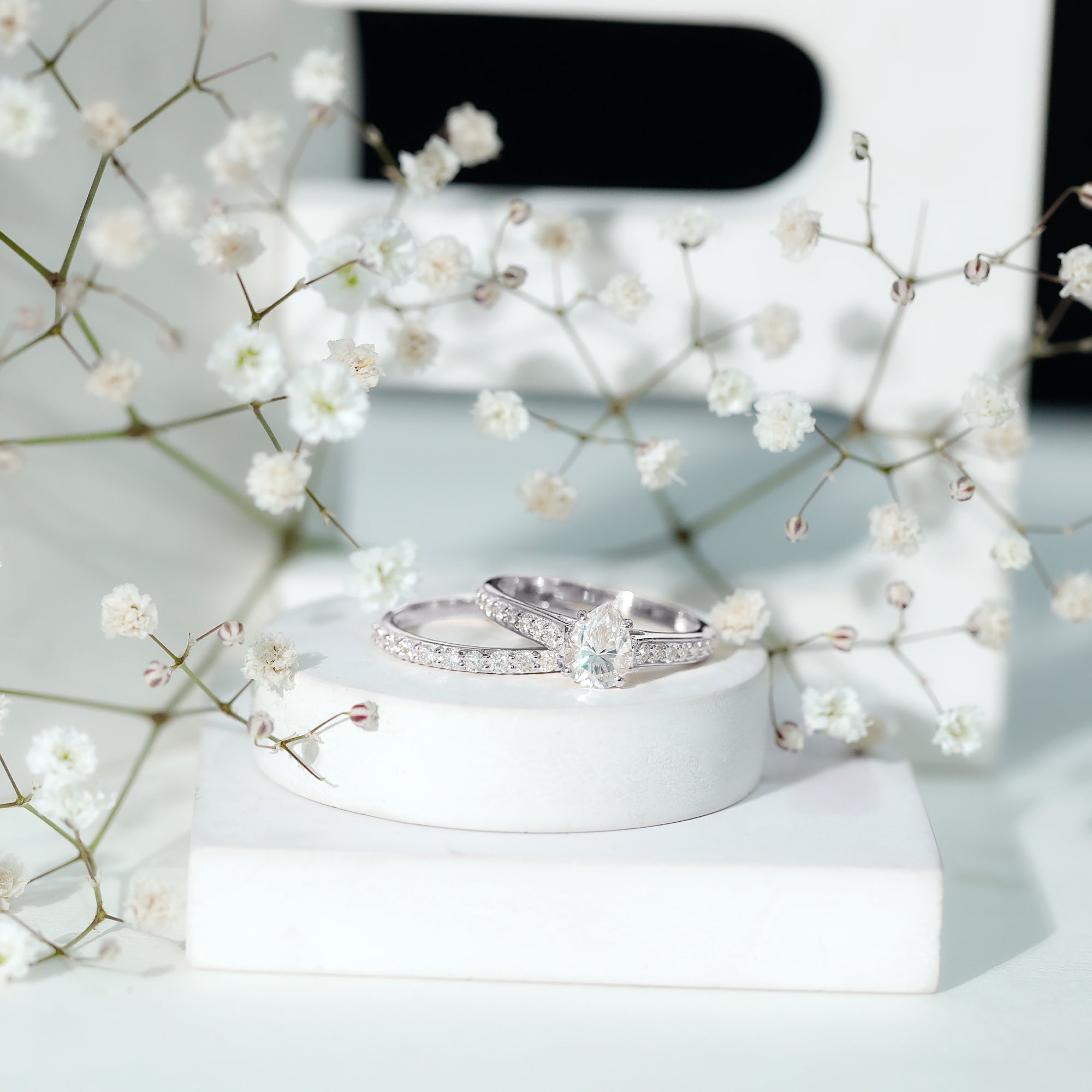 Rosec Jewels-Pear Cut 6X8 MM Lab Grown Diamond Marriage Ring Set for Women