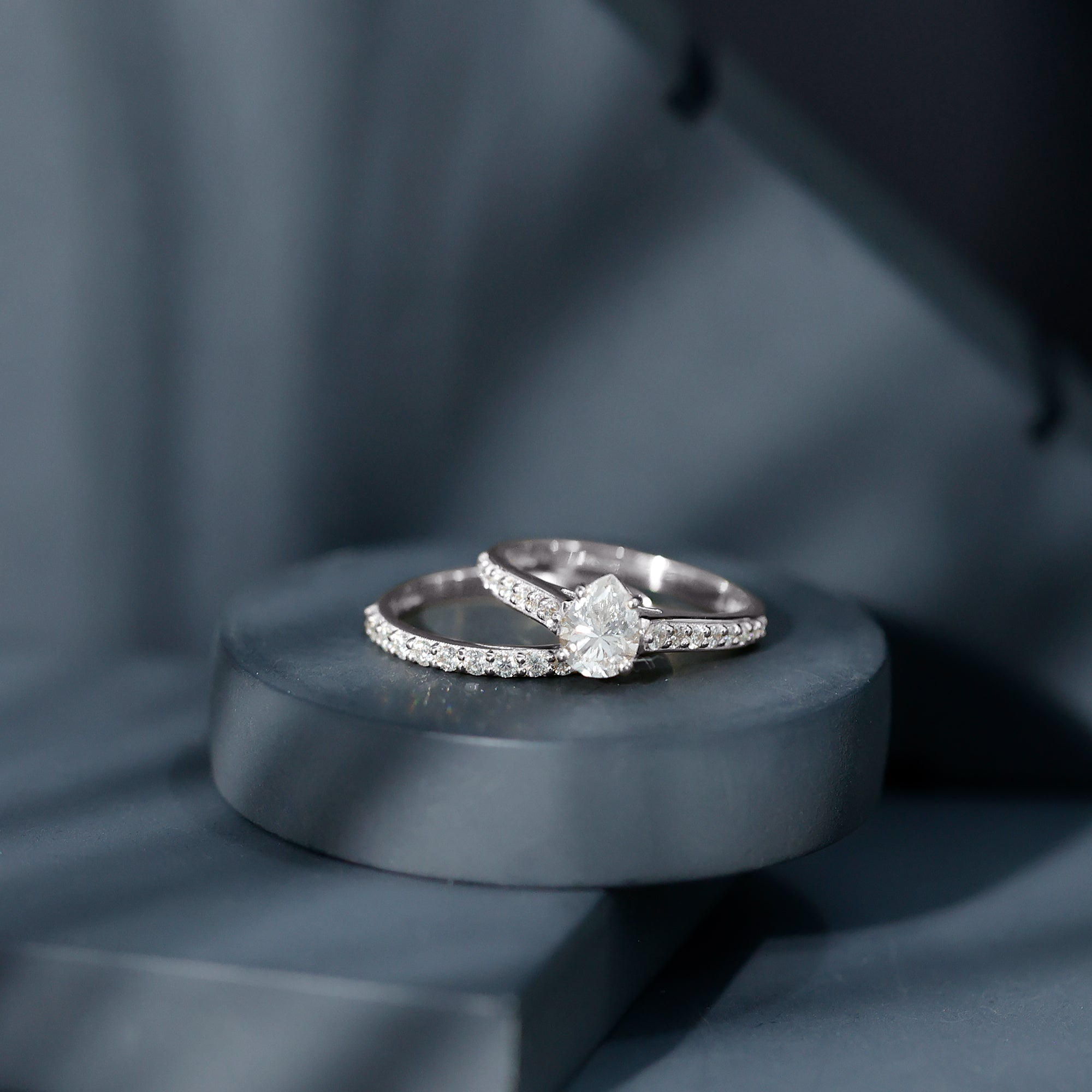 Pear Cut 6X8 MM Lab Grown Diamond Marriage Ring Set for Women Lab - ( EF-VS ) - Rosec Jewels