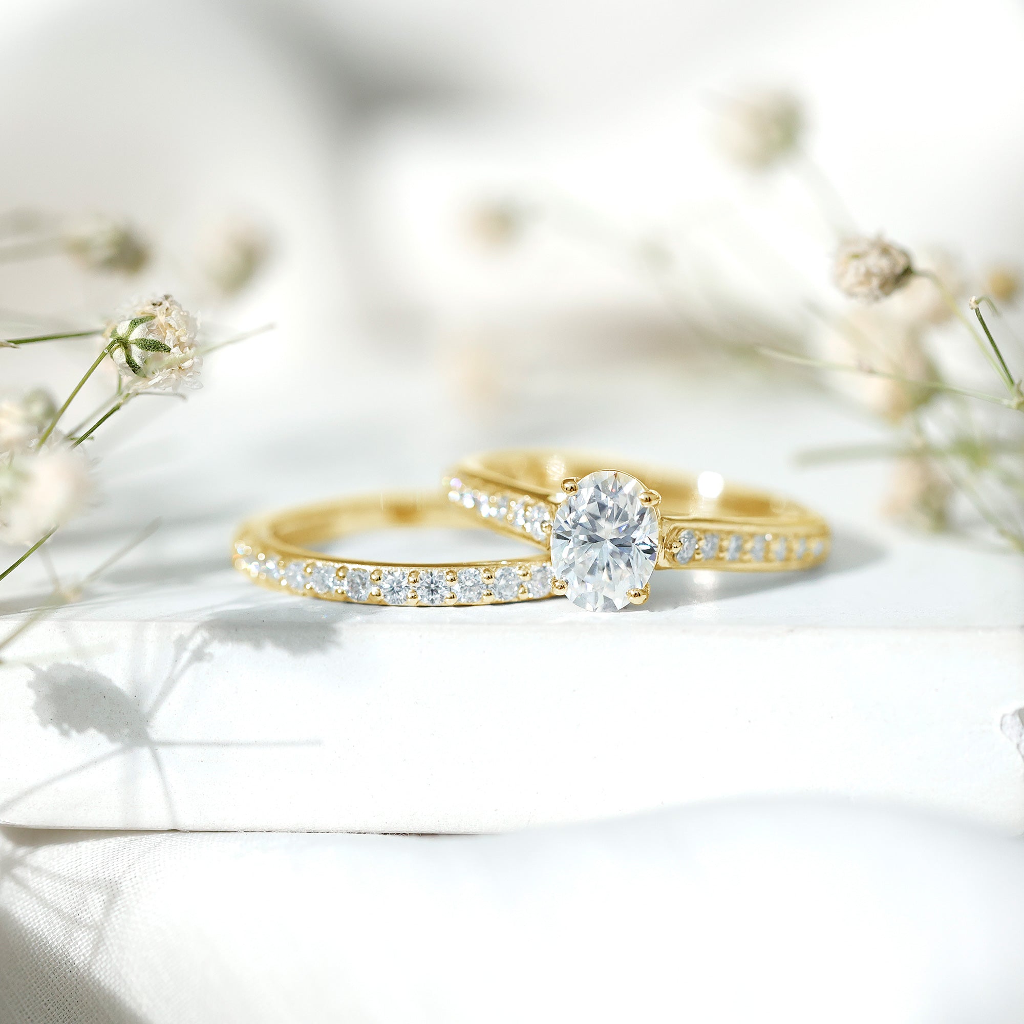 6X8 MM Oval Lab Created Diamond Solitaire Engagement Ring Set for Women Lab - ( EF-VS ) - Rosec Jewels
