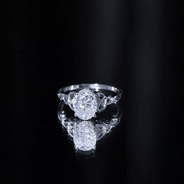 Oval Lab Grown Diamond Hidden Halo Engagement Ring Lab - ( EF-VS ) - Rosec Jewels