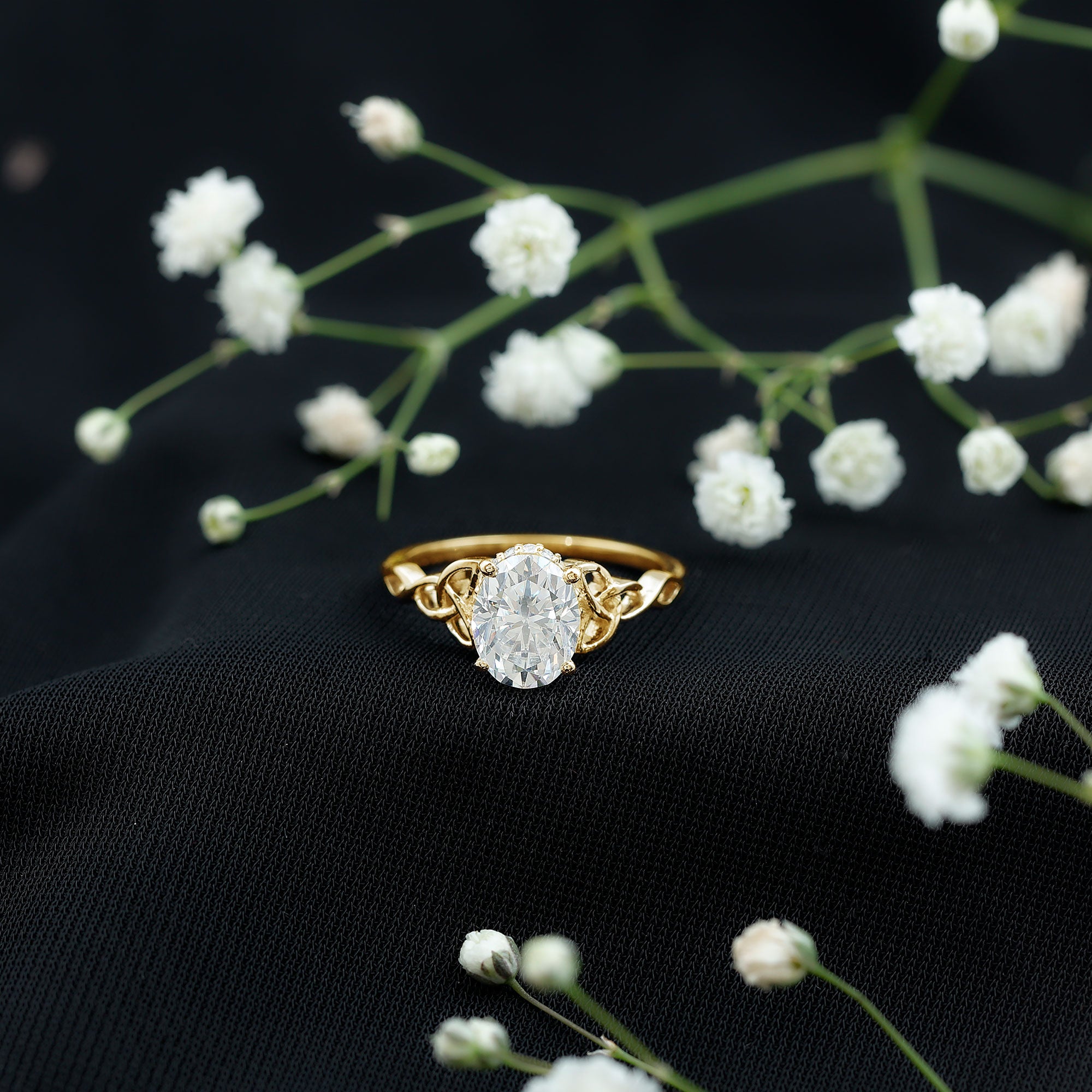 Oval Lab Grown Diamond Hidden Halo Engagement Ring Lab - ( EF-VS ) - Rosec Jewels