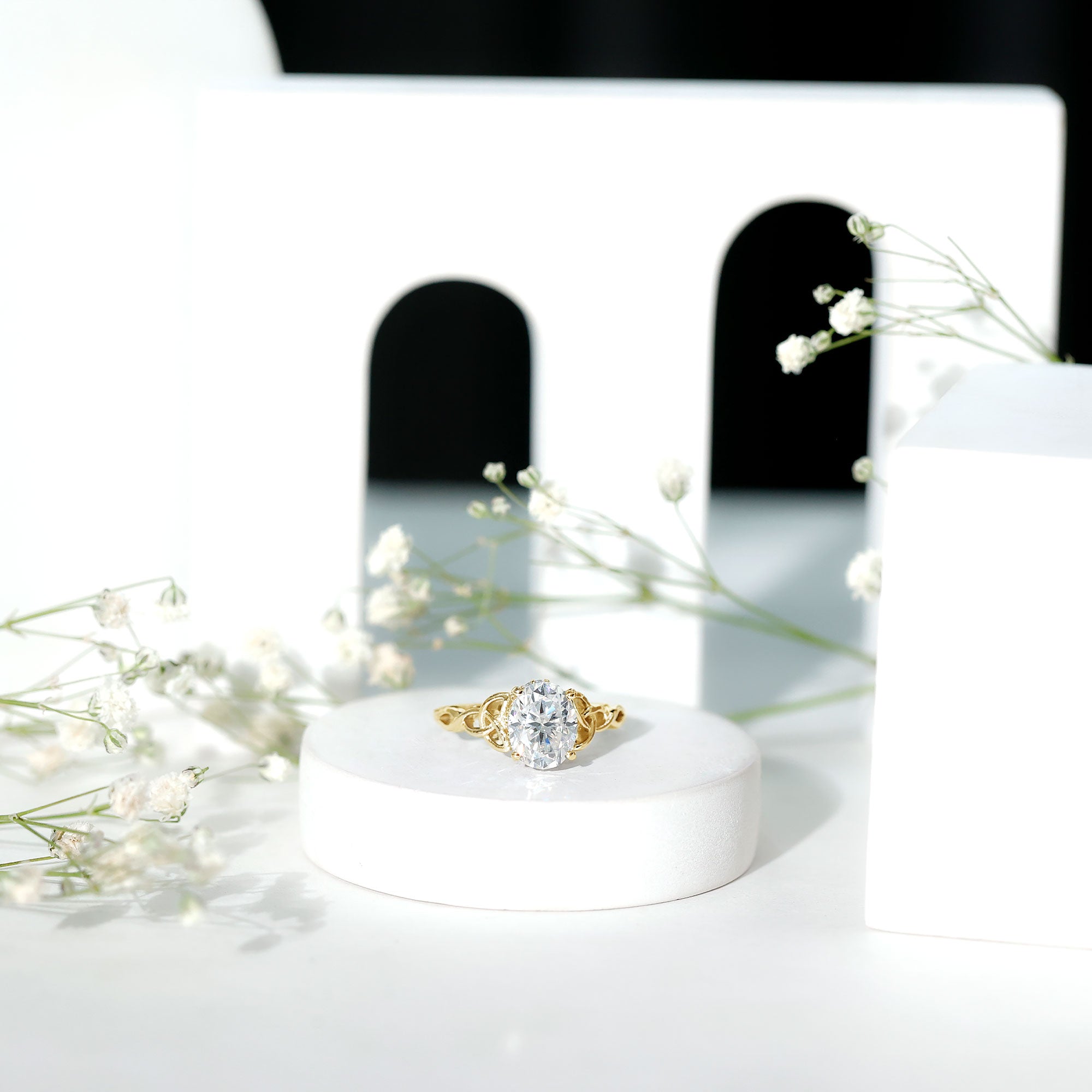 Oval Lab Grown Diamond Hidden Halo Engagement Ring Lab - ( EF-VS ) - Rosec Jewels